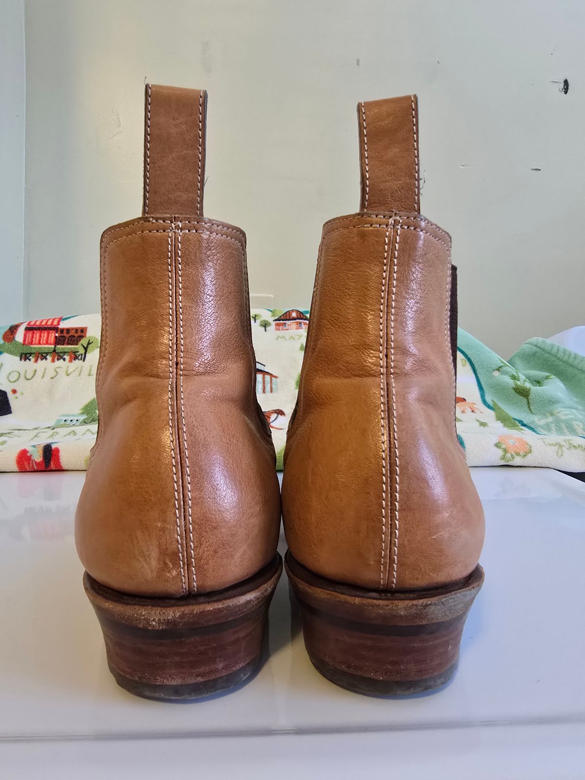 Photo by LouisvilleLeatherGuy on January 5, 2026 of the Briselblack The Seventh Chelsea Boot in Maryam Natural Kangaroo.