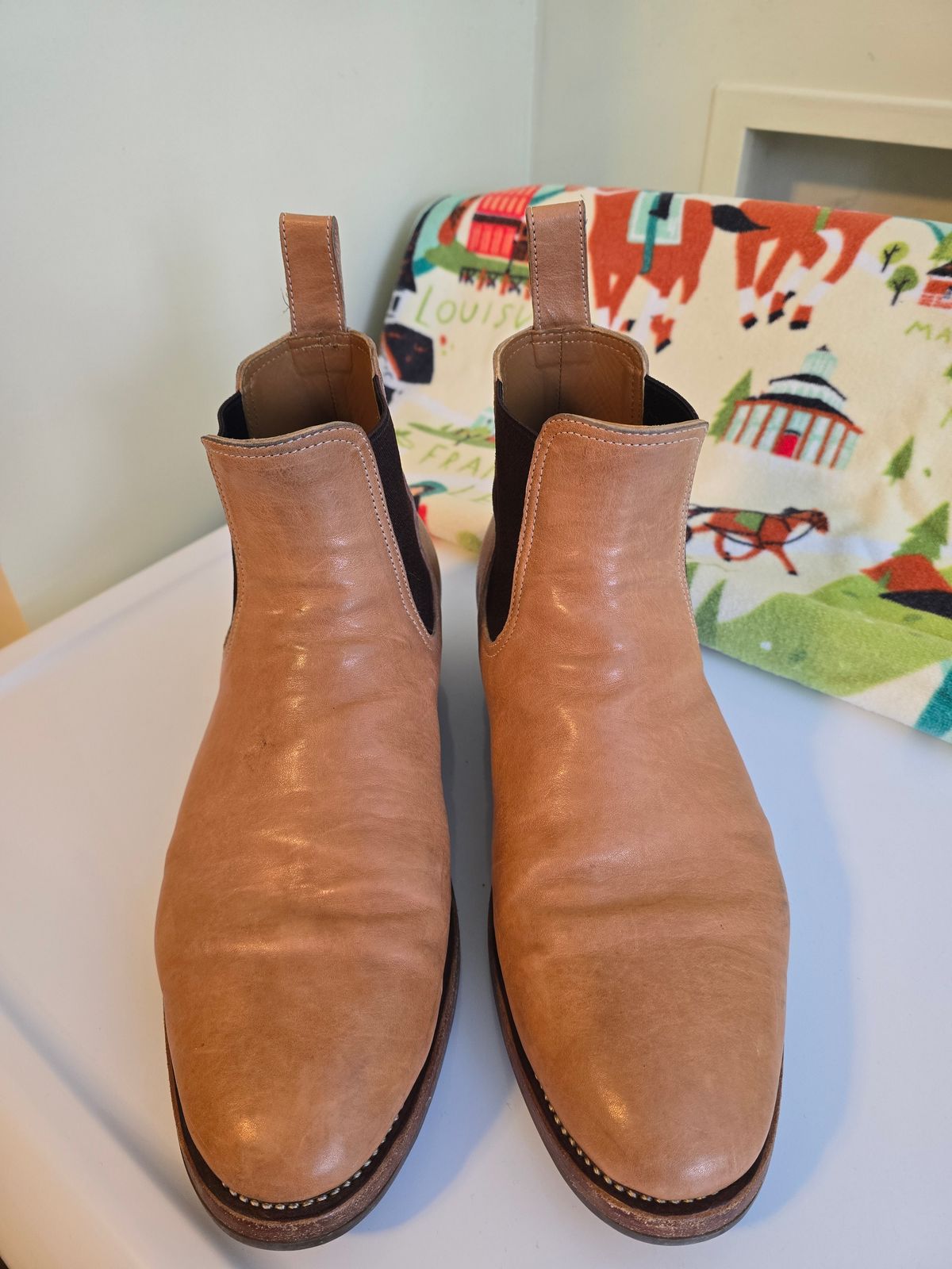 Photo by LouisvilleLeatherGuy on January 5, 2026 of the Briselblack The Seventh Chelsea Boot in Maryam Natural Kangaroo.