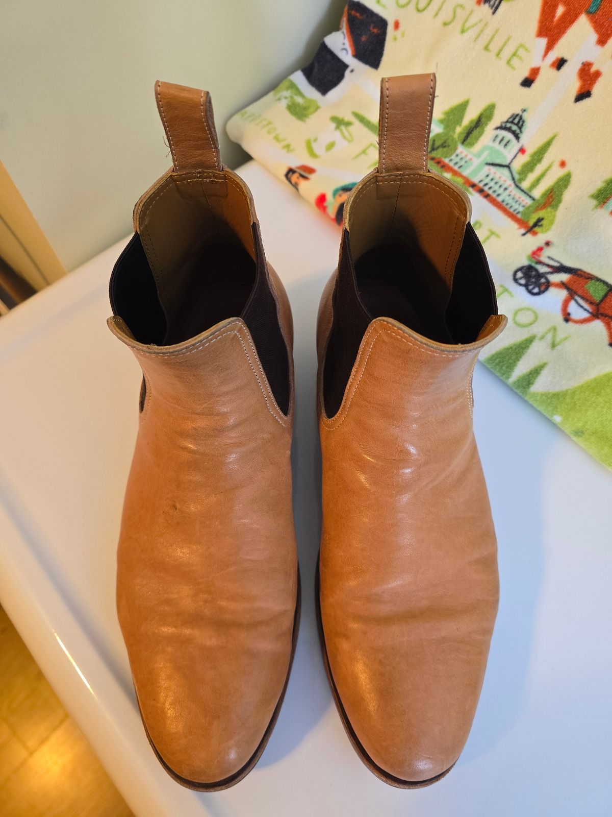 Photo by LouisvilleLeatherGuy on January 5, 2026 of the Briselblack The Seventh Chelsea Boot in Maryam Natural Kangaroo.