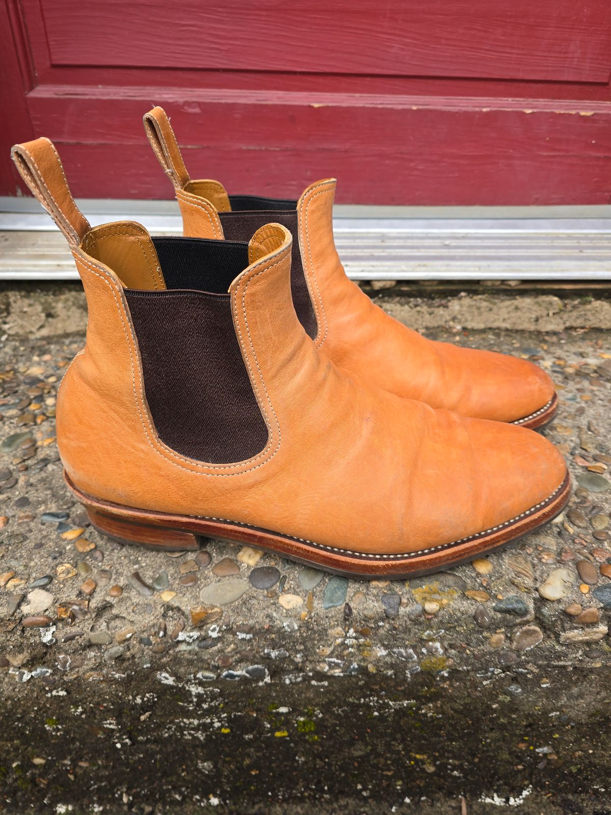 Photo by LouisvilleLeatherGuy on March 3, 2026 of the Briselblack The Seventh Chelsea Boot in Maryam Natural Kangaroo.