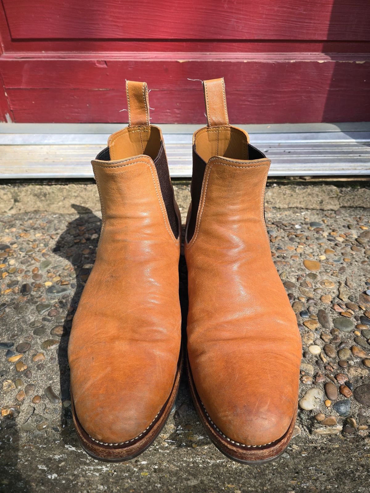 Photo by LouisvilleLeatherGuy on April 5, 2026 of the Briselblack The Seventh Chelsea Boot in Maryam Natural Kangaroo.