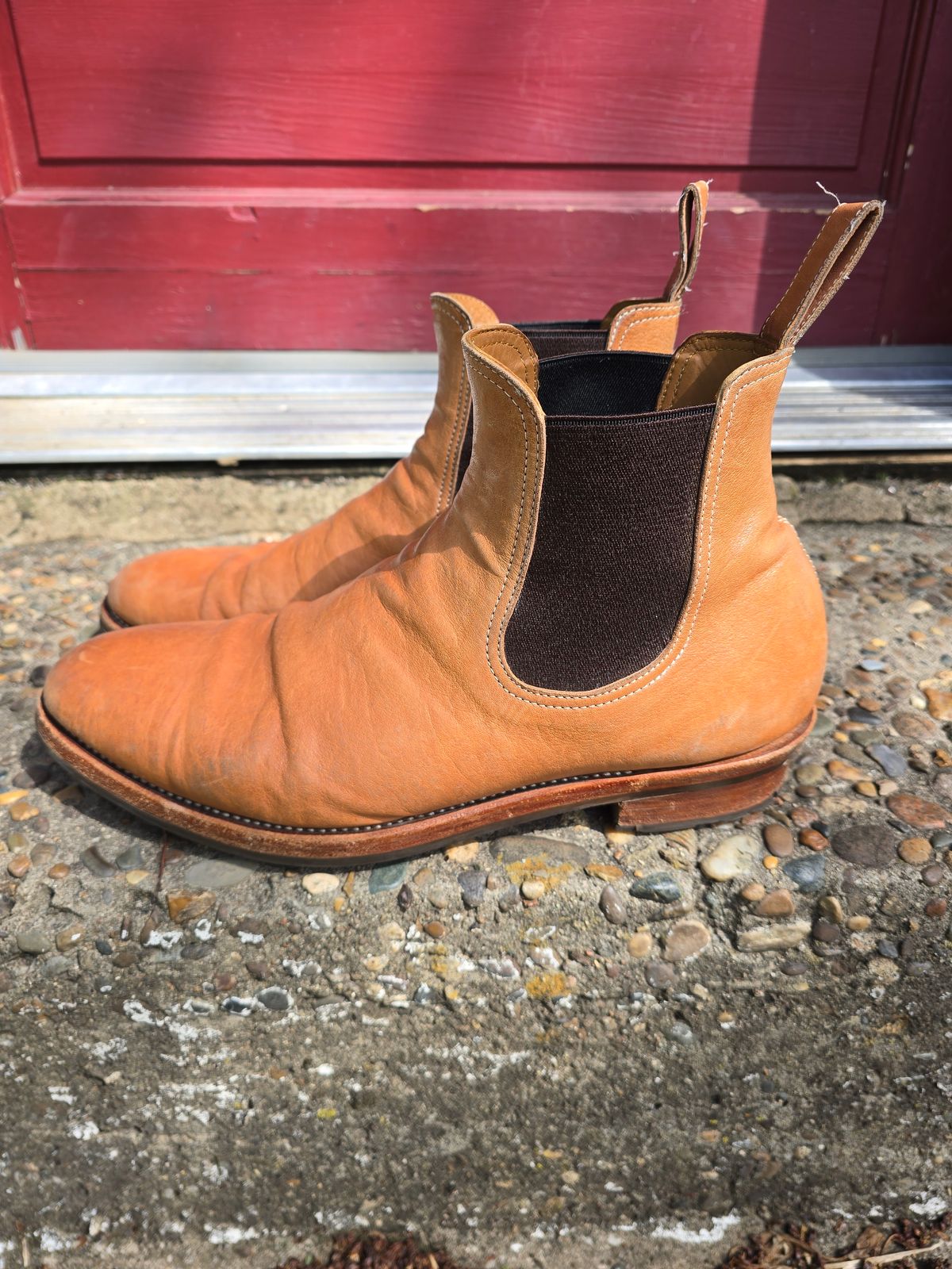 Photo by LouisvilleLeatherGuy on April 5, 2026 of the Briselblack The Seventh Chelsea Boot in Maryam Natural Kangaroo.
