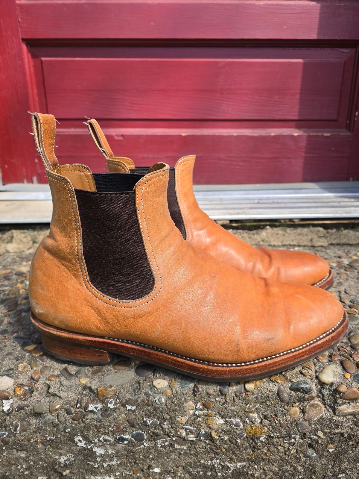 Photo by LouisvilleLeatherGuy on April 5, 2026 of the Briselblack The Seventh Chelsea Boot in Maryam Natural Kangaroo.