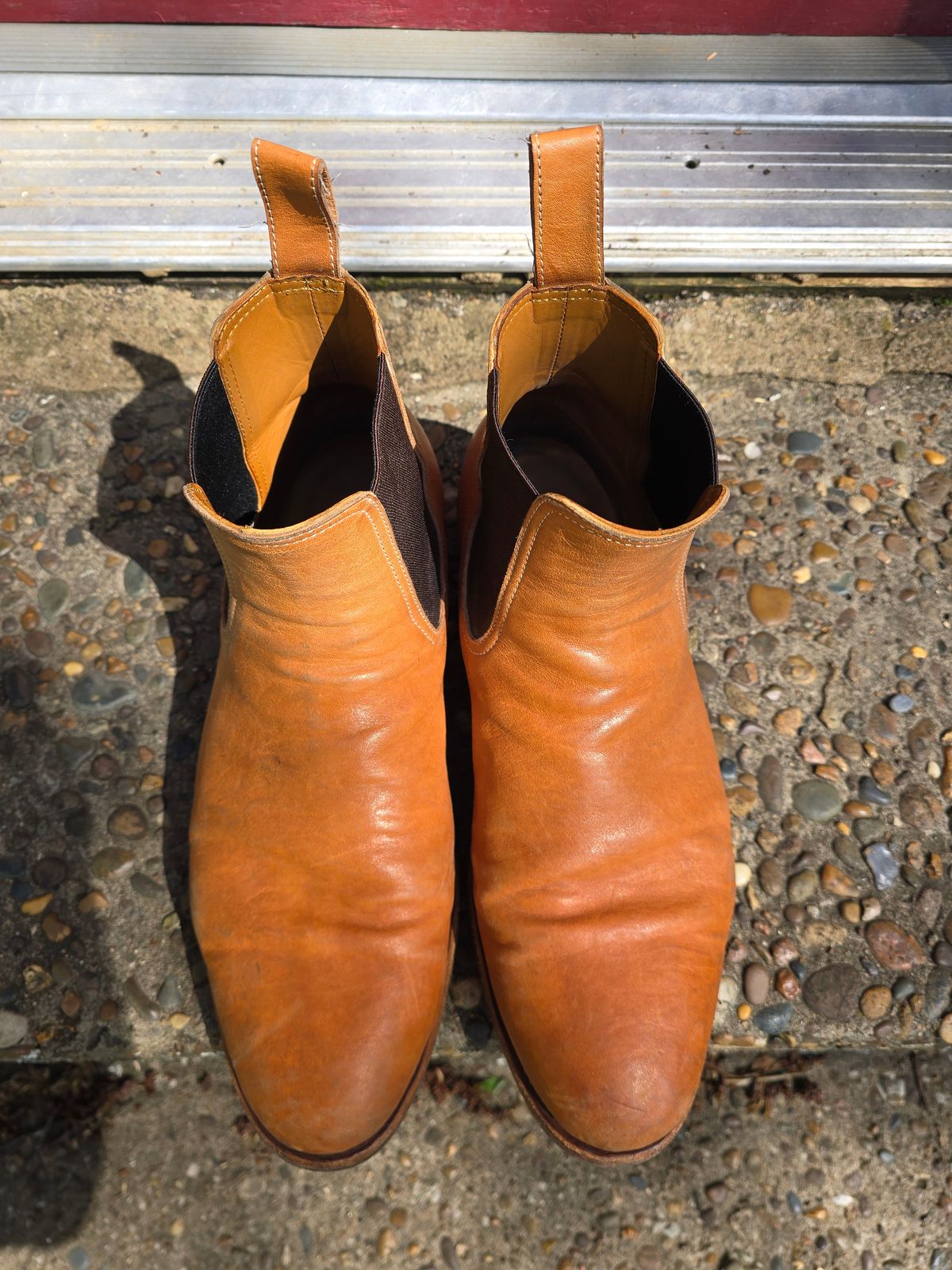 Photo by LouisvilleLeatherGuy on April 5, 2026 of the Briselblack The Seventh Chelsea Boot in Maryam Natural Kangaroo.