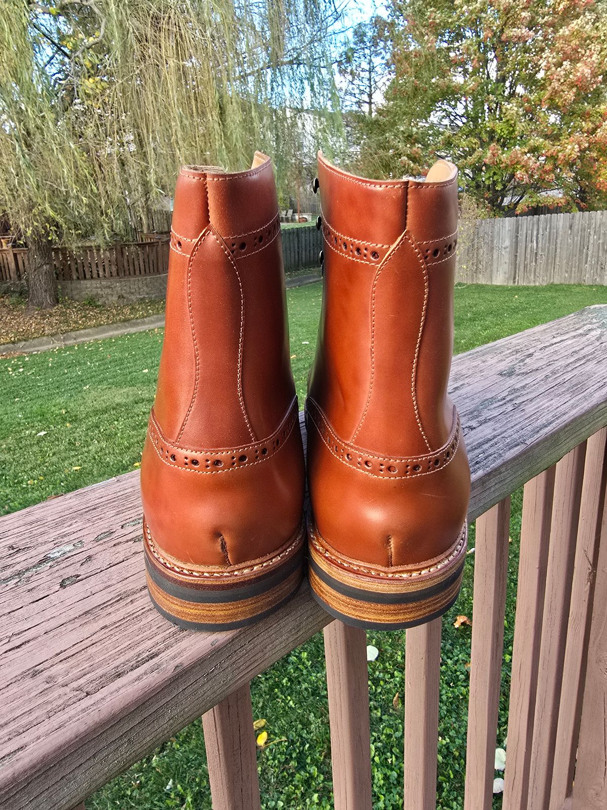 Photo by LouisvilleLeatherGuy on November 5, 2024 of the Rider Boot Co. Wingtip Boot in Maryam Natural Shell Cordovan.