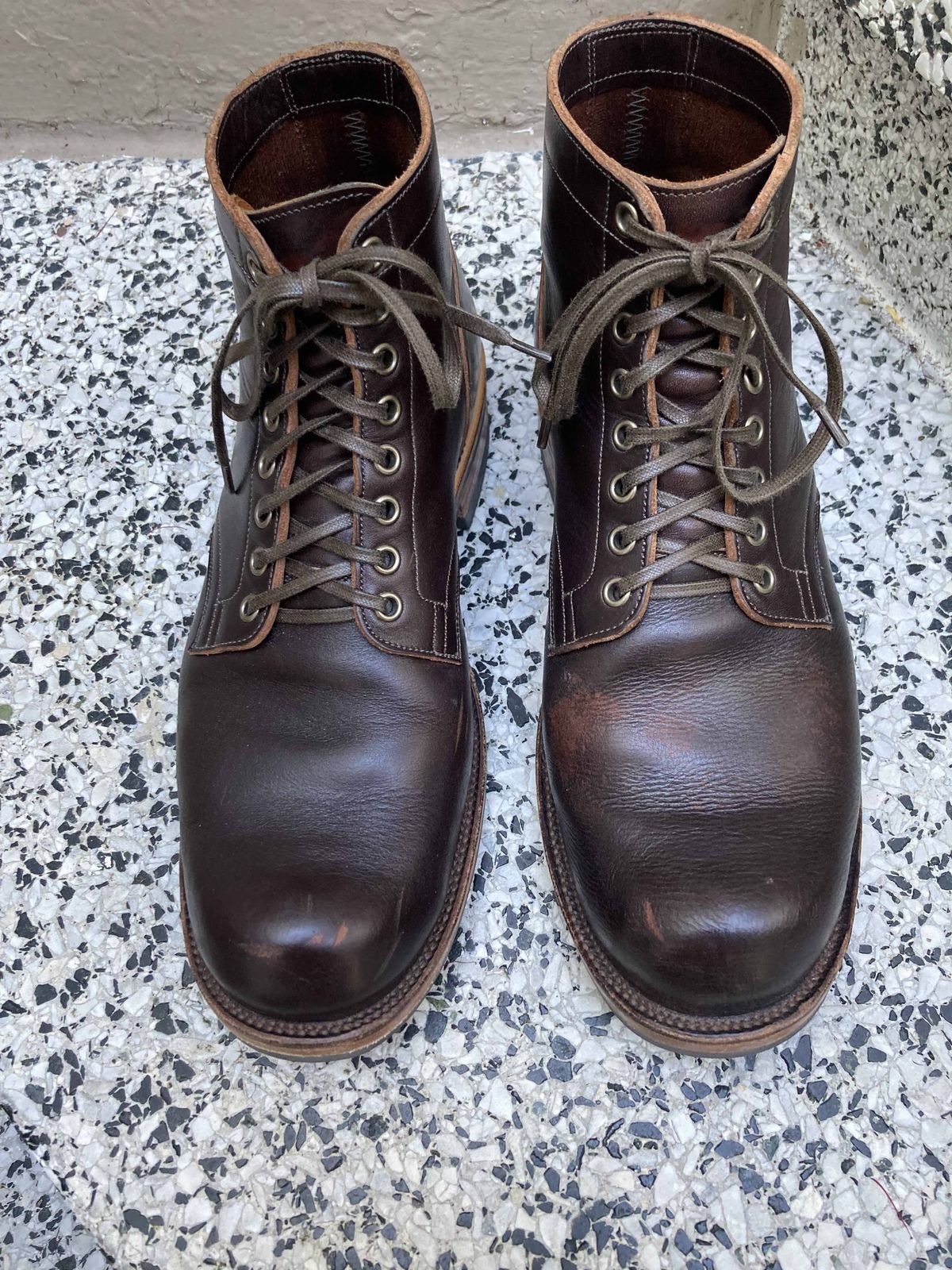 Photo by boogieshafer on November 5, 2021 of the Viberg Service Boot in Horween Brown Wooly.