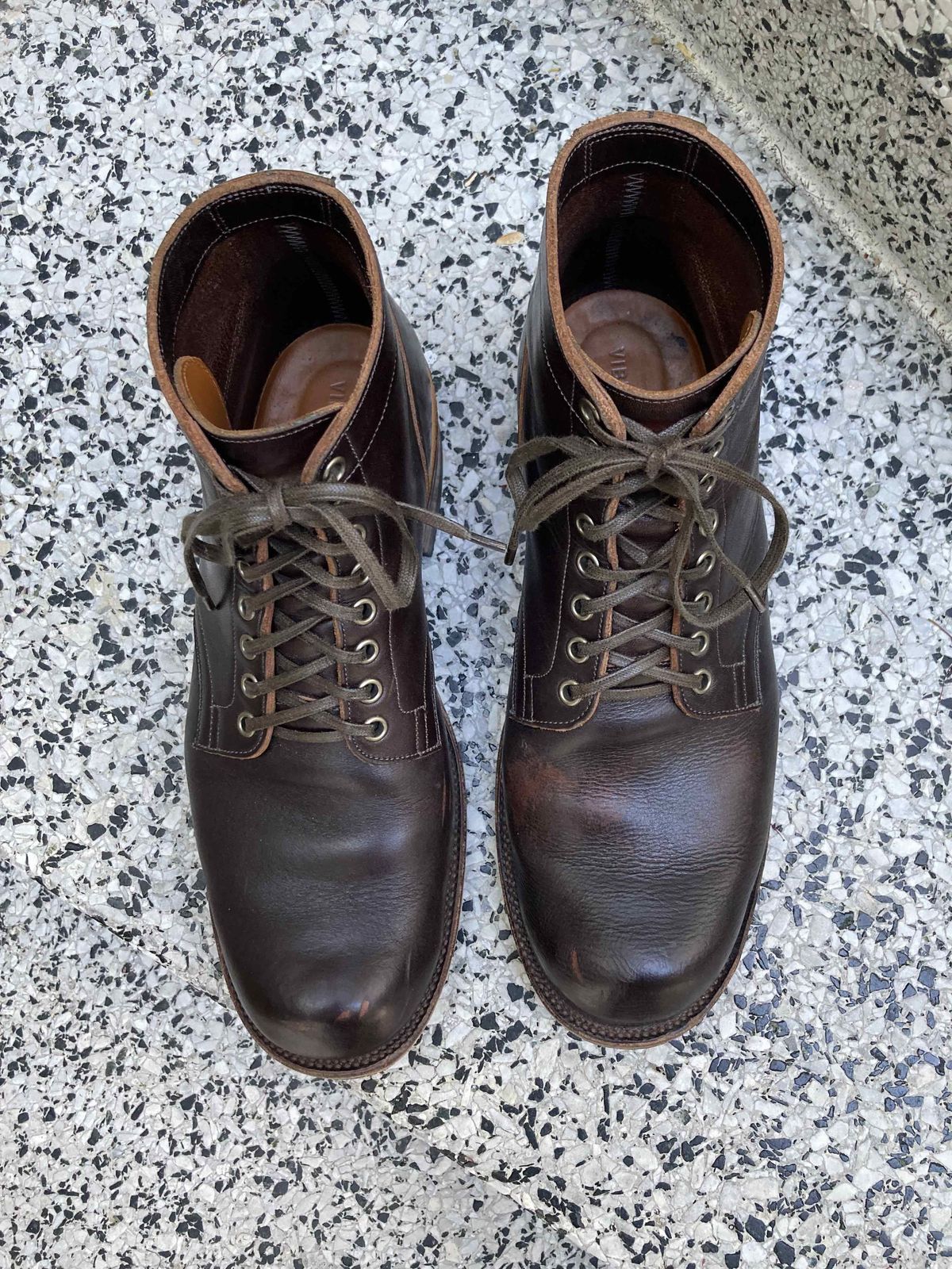 Photo by boogieshafer on November 5, 2021 of the Viberg Service Boot in Horween Brown Wooly.
