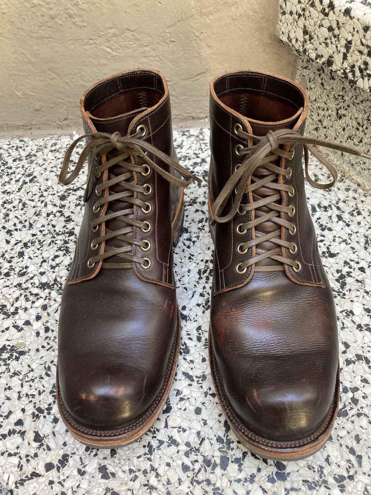 Photo by boogieshafer on December 5, 2021 of the Viberg Service Boot in Horween Brown Wooly.