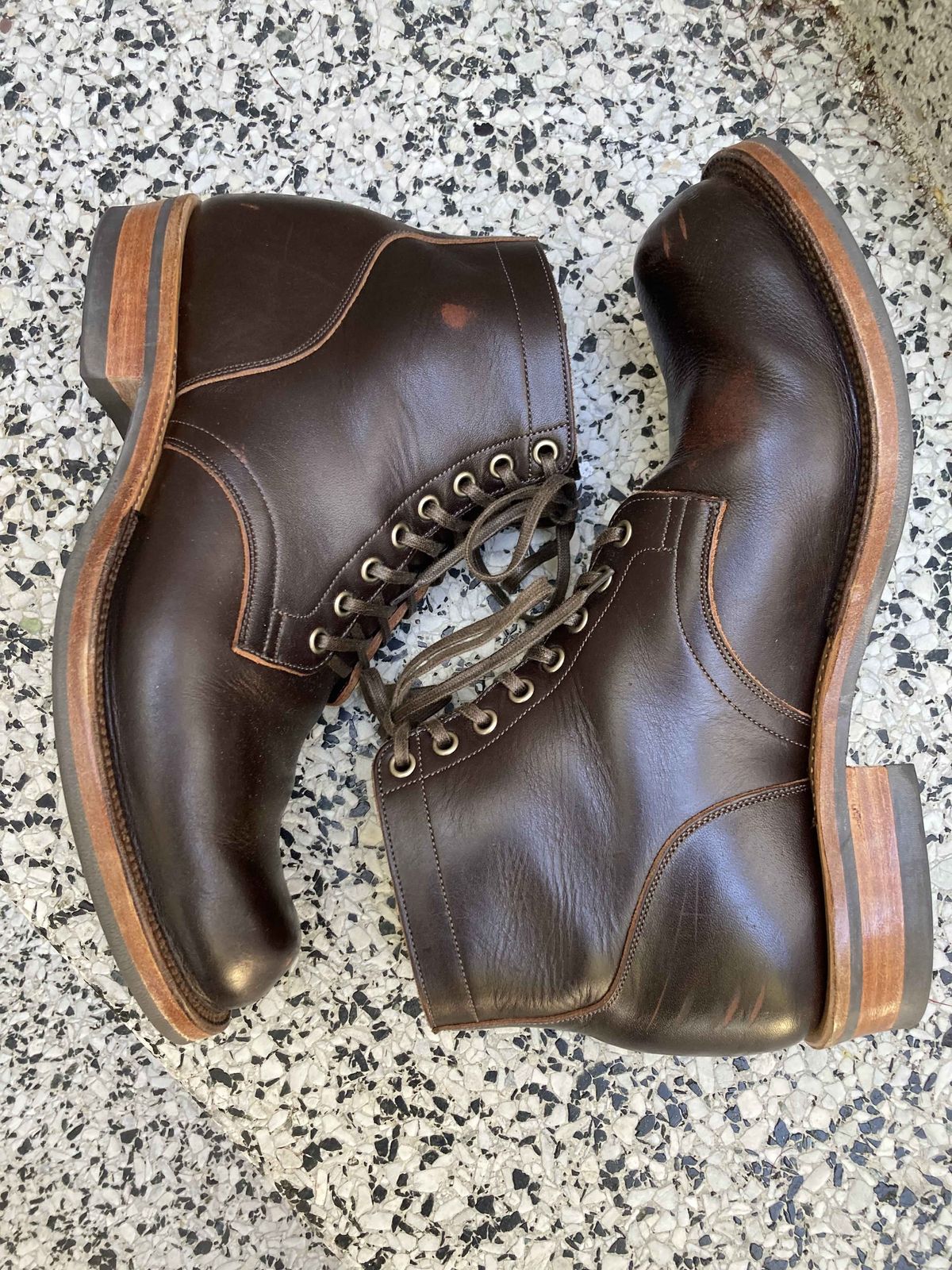 Photo by boogieshafer on December 5, 2021 of the Viberg Service Boot in Horween Brown Wooly.
