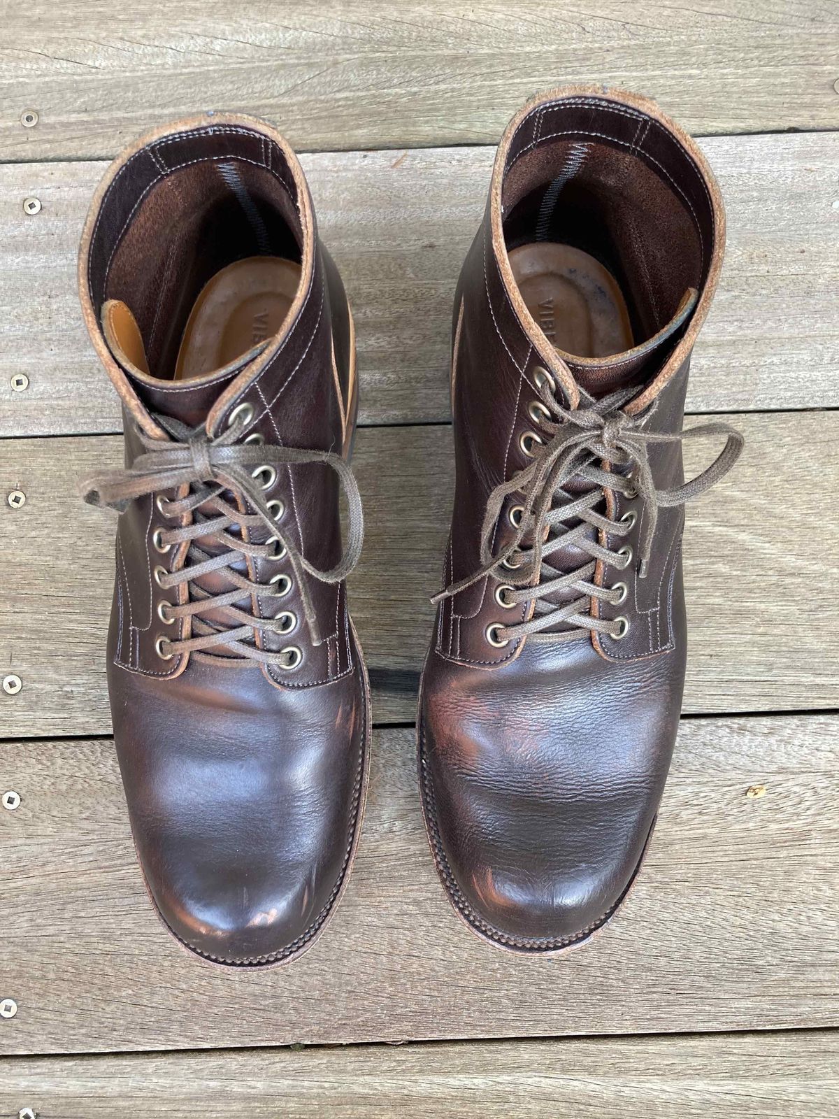 Photo by boogieshafer on January 5, 2022 of the Viberg Service Boot in Horween Brown Wooly.