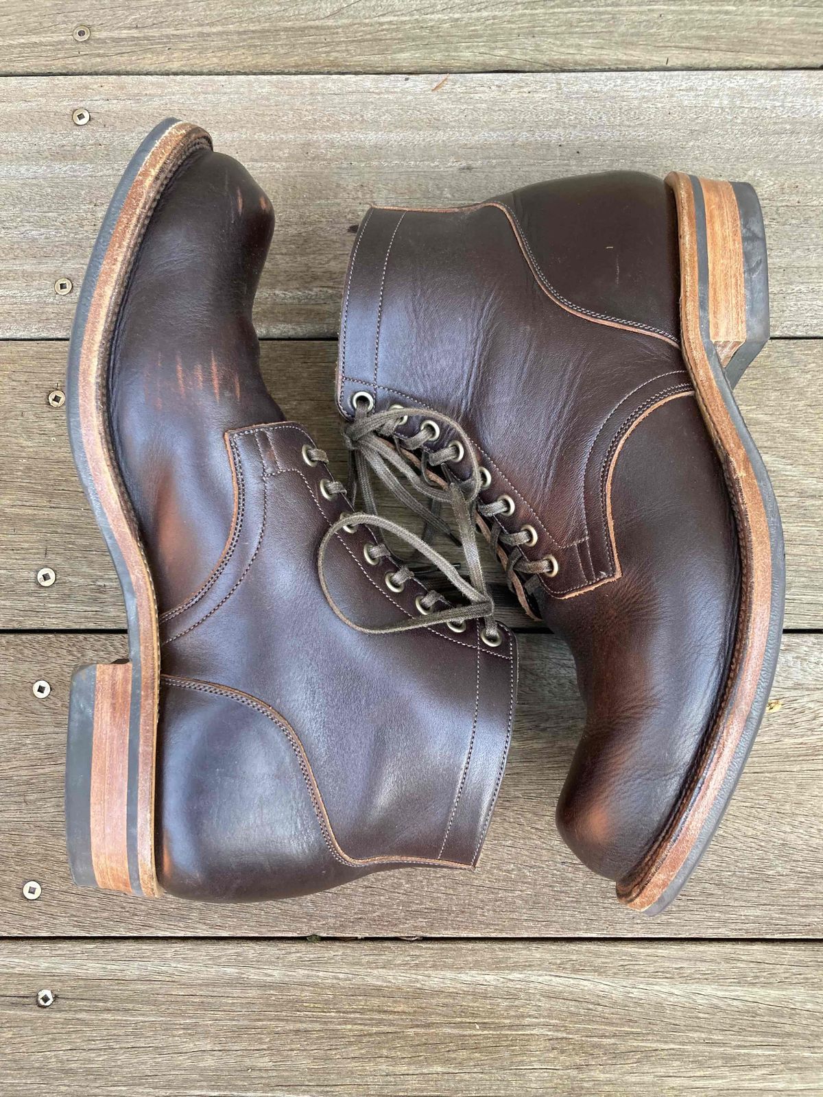 Photo by boogieshafer on January 5, 2022 of the Viberg Service Boot in Horween Brown Wooly.