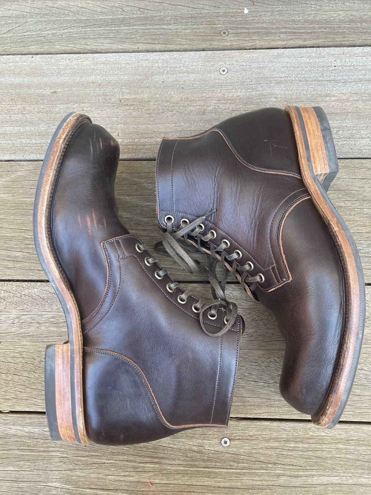 Photo by boogieshafer on February 6, 2022 of the Viberg Service Boot in Horween Brown Wooly.