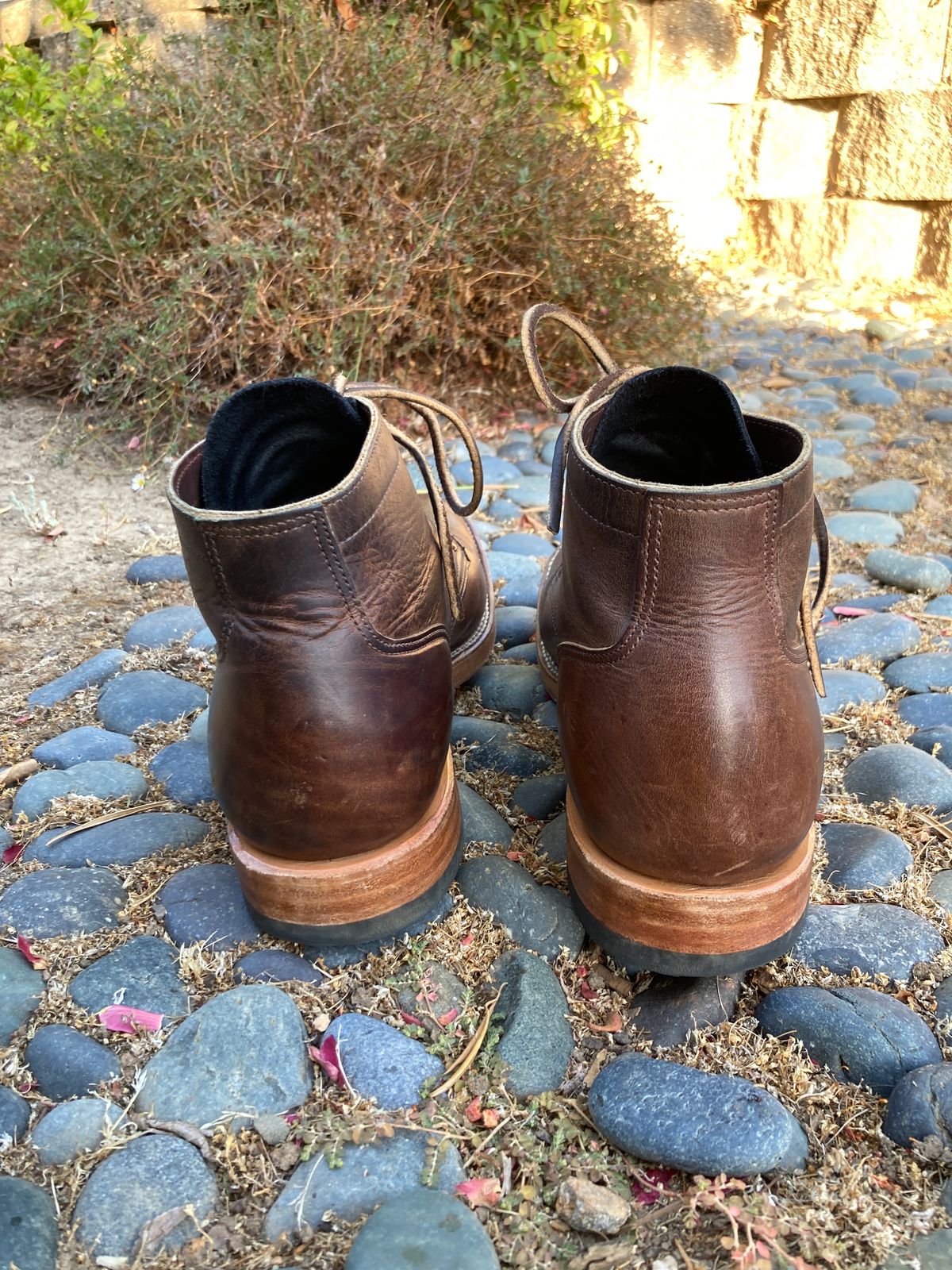 Photo by boogieshafer on September 19, 2023 of the Viberg Service Boot in Horween Vintage Mocha Oil Harness (3sixteen).