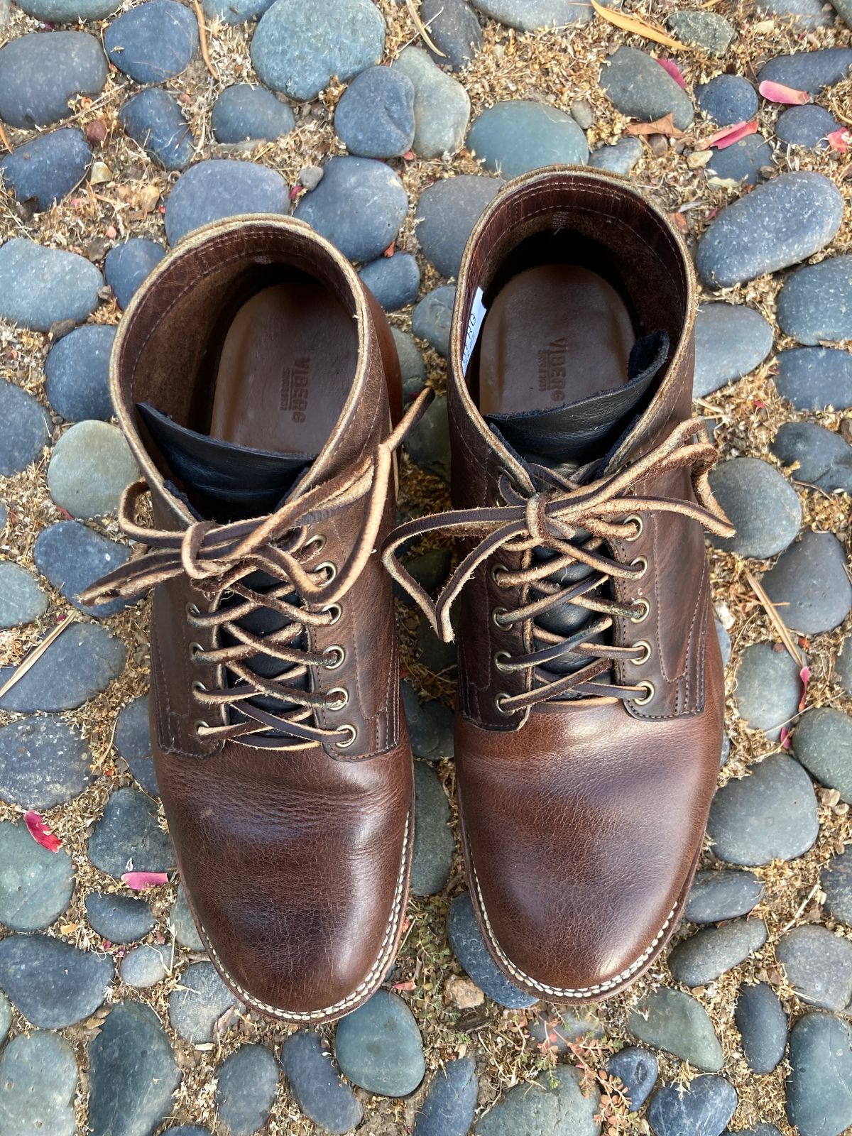 Photo by boogieshafer on September 19, 2023 of the Viberg Service Boot in Horween Vintage Mocha Oil Harness (3sixteen).