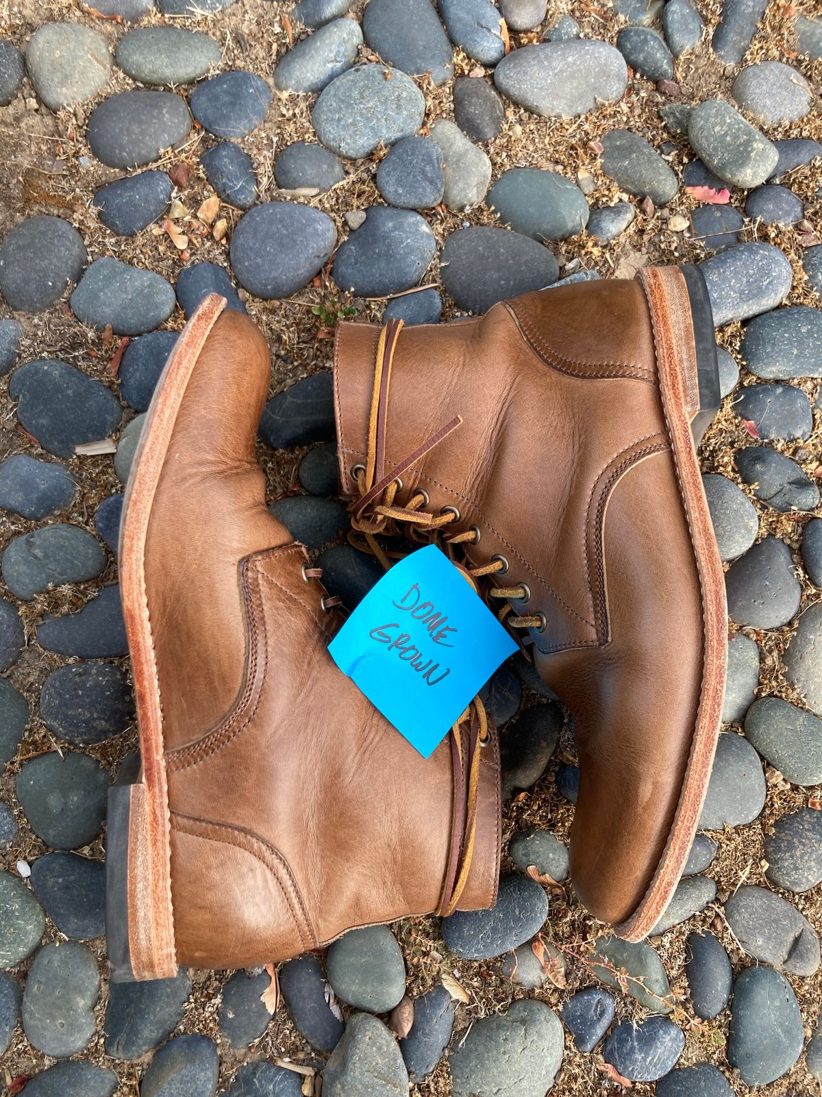 Photo by boogieshafer on November 2, 2023 of the Oak Street Bootmakers Trench Boot in Horween Natural Chromexcel.