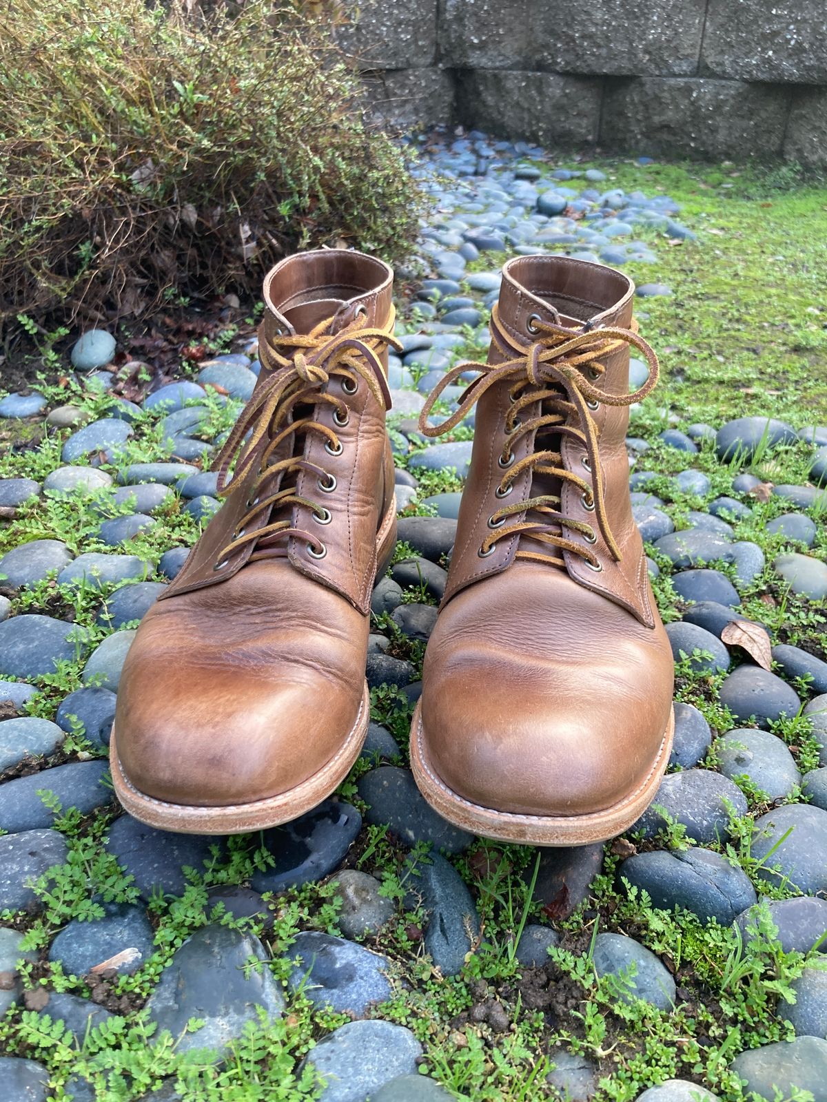 Photo by boogieshafer on January 1, 2024 of the Oak Street Bootmakers Trench Boot in Horween Natural Chromexcel.