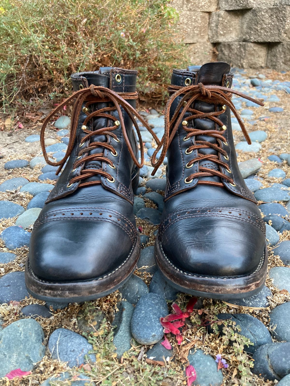 Photo by boogieshafer on September 1, 2023 of the Wesco x S&S Axe Breaker in Horween Black Chromexcel Horsehide.