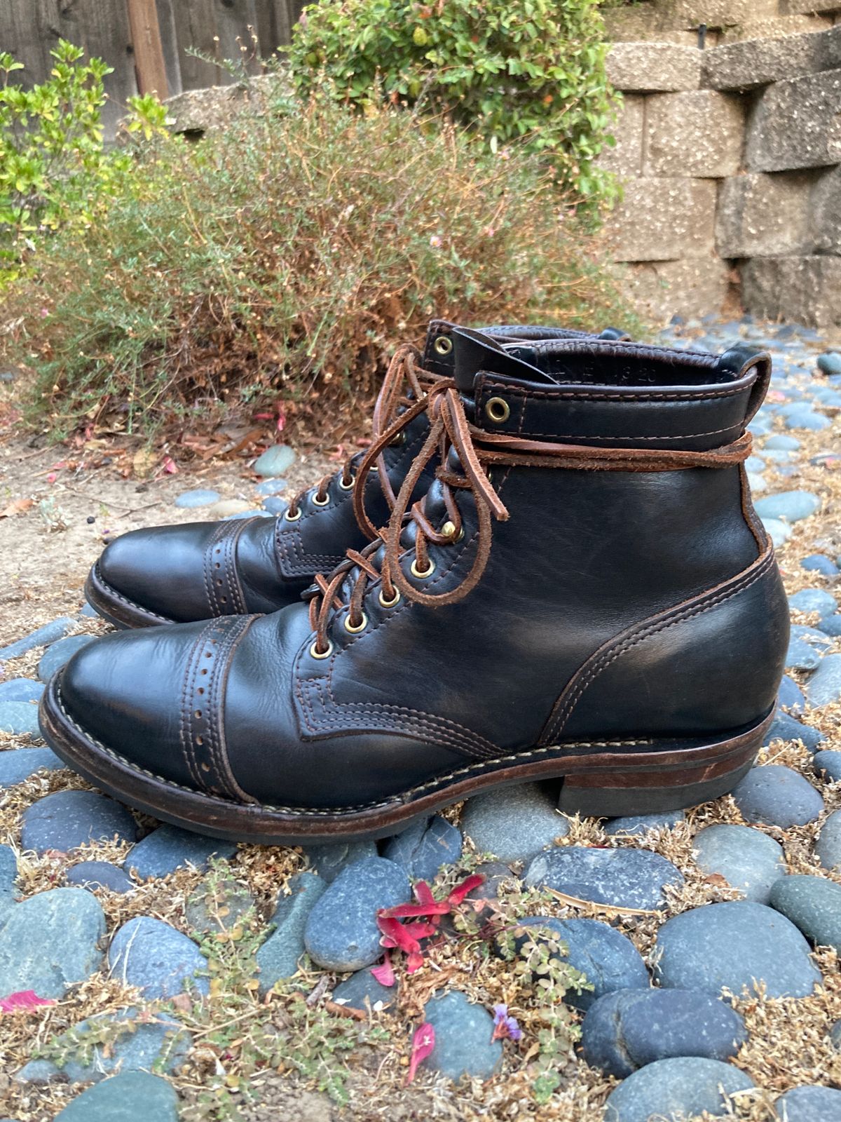 Photo by boogieshafer on September 1, 2023 of the Wesco x S&S Axe Breaker in Horween Black Chromexcel Horsehide.