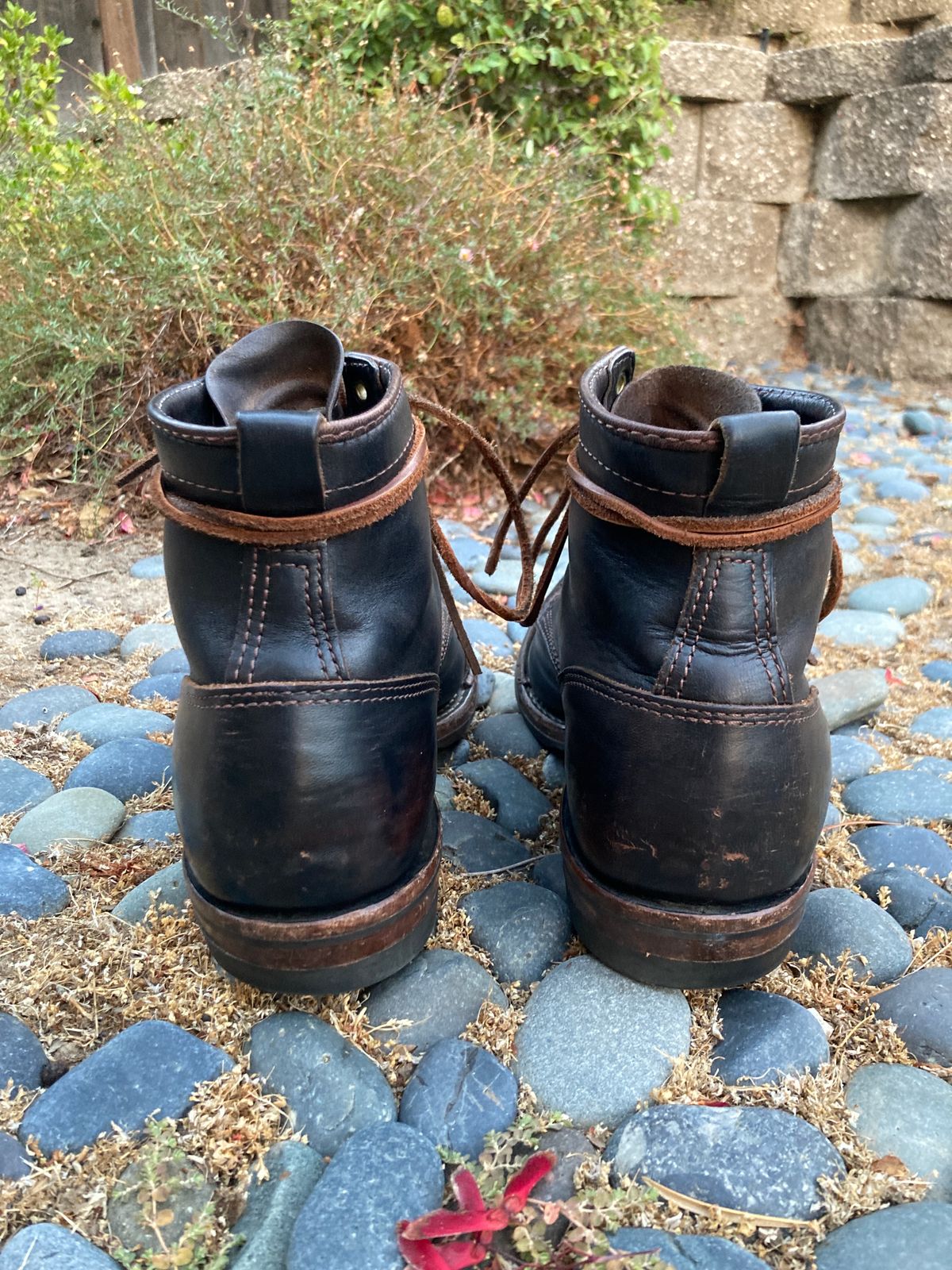 Photo by boogieshafer on September 1, 2023 of the Wesco x S&S Axe Breaker in Horween Black Chromexcel Horsehide.