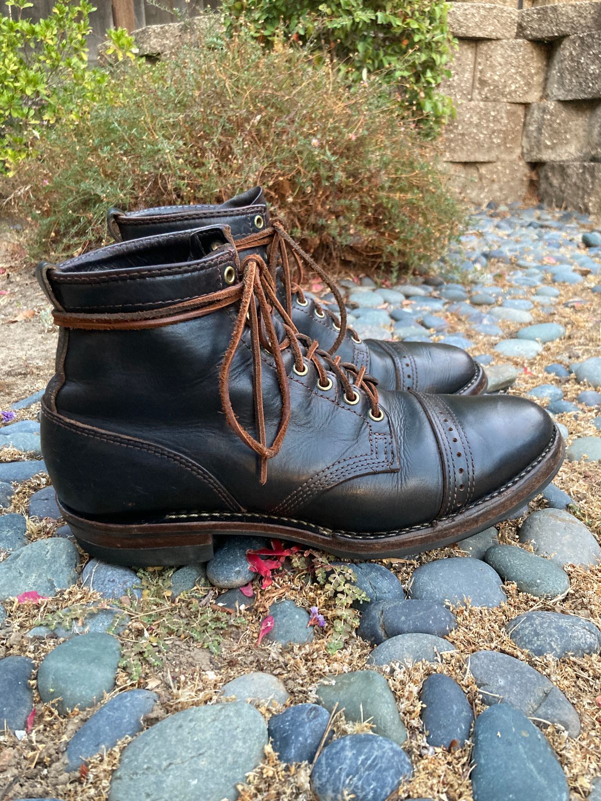 Photo by boogieshafer on September 1, 2023 of the Wesco x S&S Axe Breaker in Horween Black Chromexcel Horsehide.