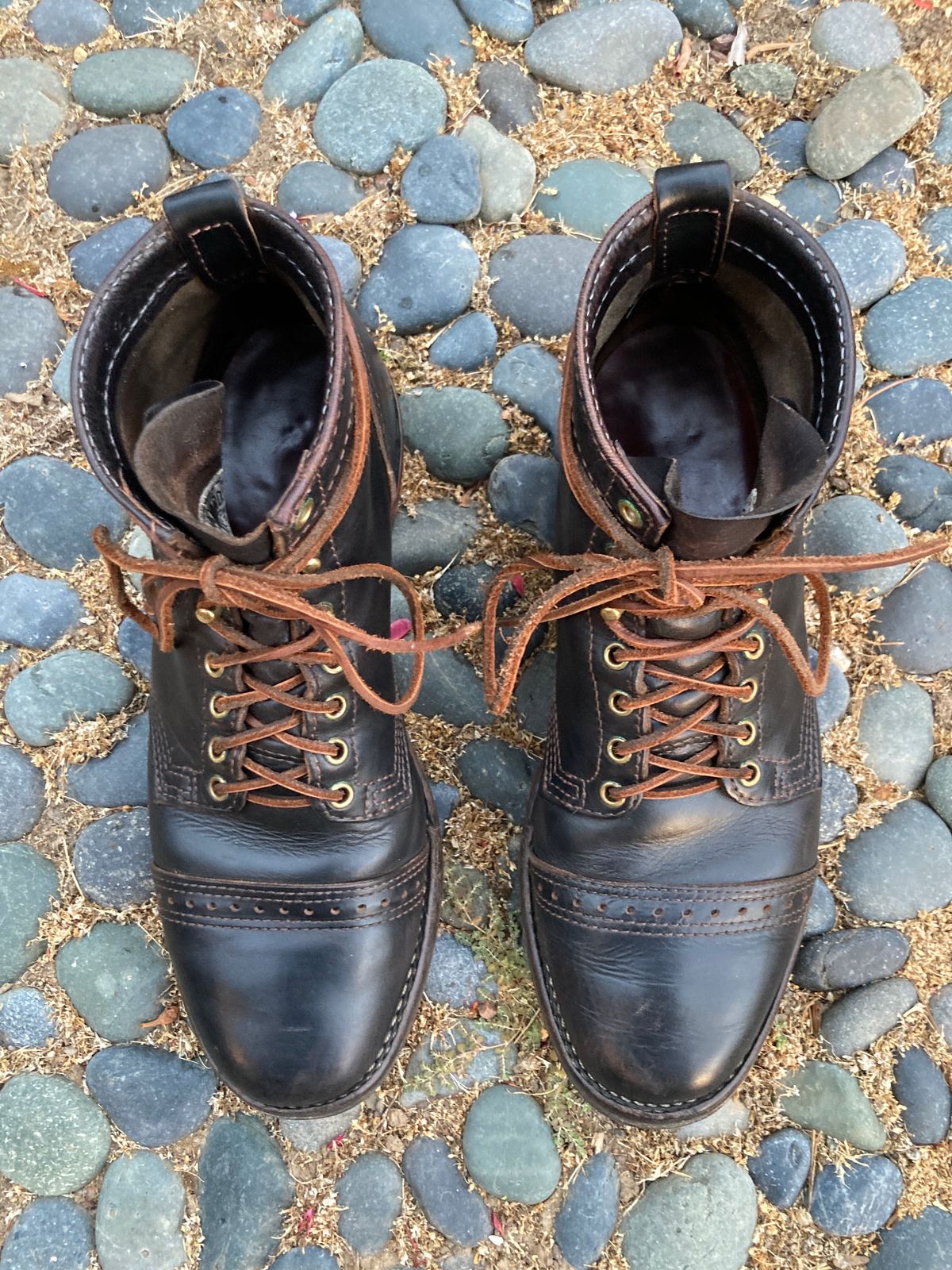 Photo by boogieshafer on September 1, 2023 of the Wesco x S&S Axe Breaker in Horween Black Chromexcel Horsehide.