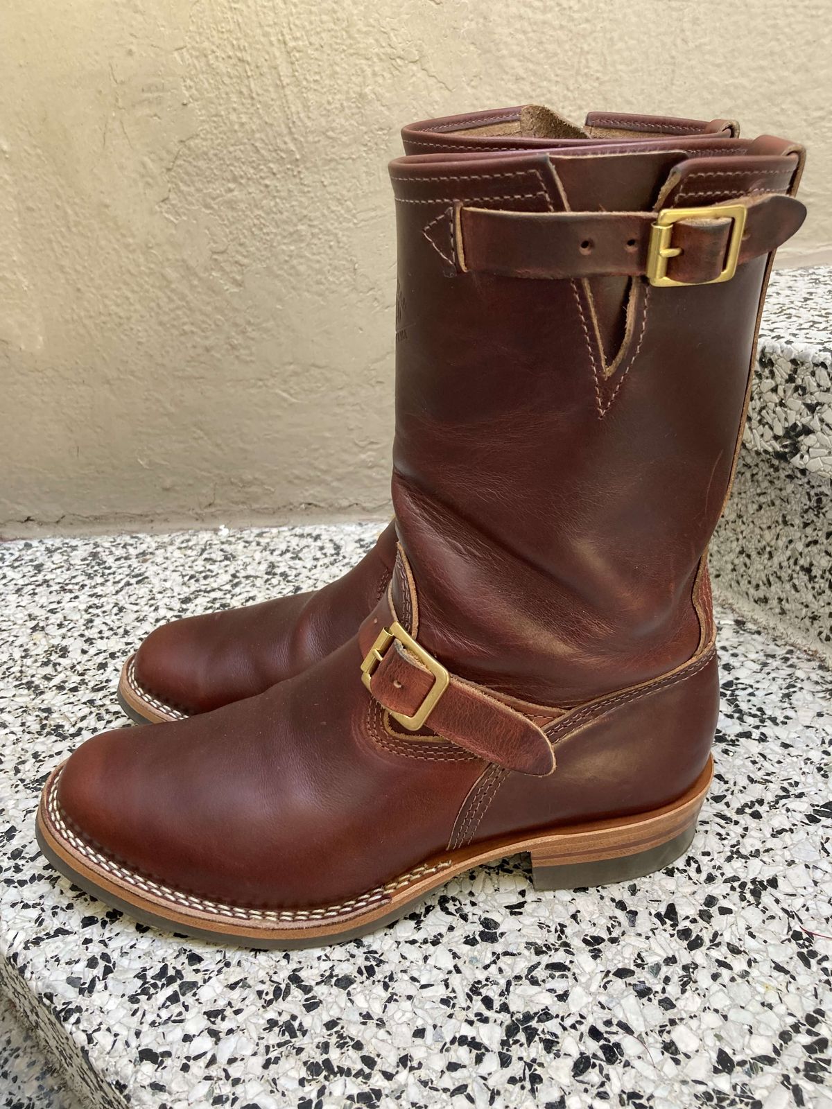 Photo by boogieshafer on December 5, 2021 of the Wesco Mister Lou in Horween Umber Chromexcel.