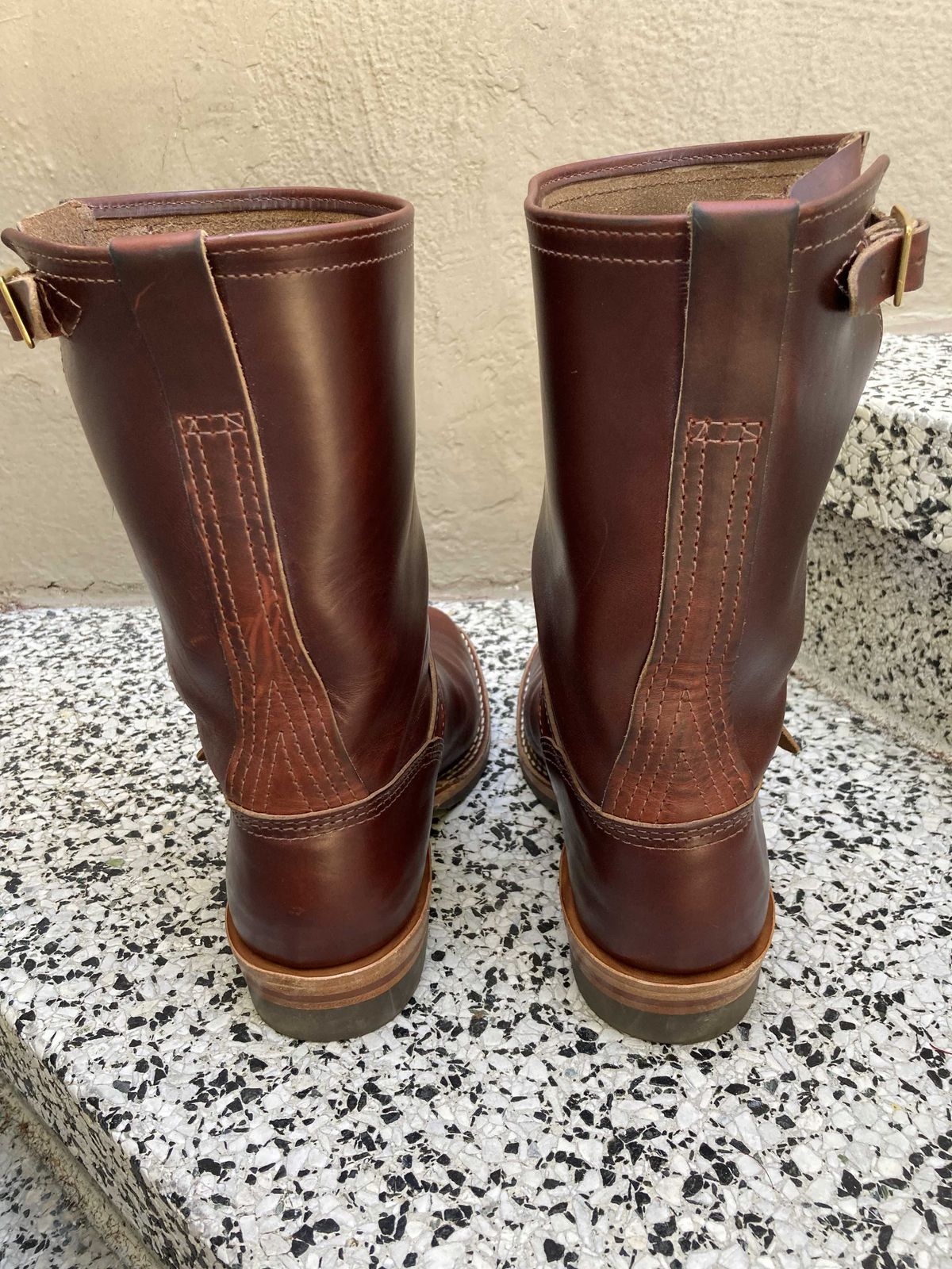Photo by boogieshafer on December 5, 2021 of the Wesco Mister Lou in Horween Umber Chromexcel.
