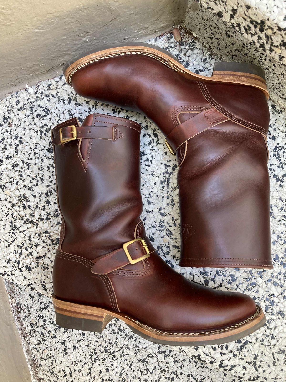 Photo by boogieshafer on December 5, 2021 of the Wesco Mister Lou in Horween Umber Chromexcel.