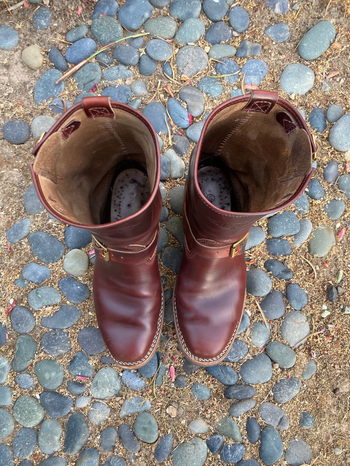 Photo by boogieshafer on September 15, 2023 of the Wesco Mister Lou in Horween Umber Chromexcel.