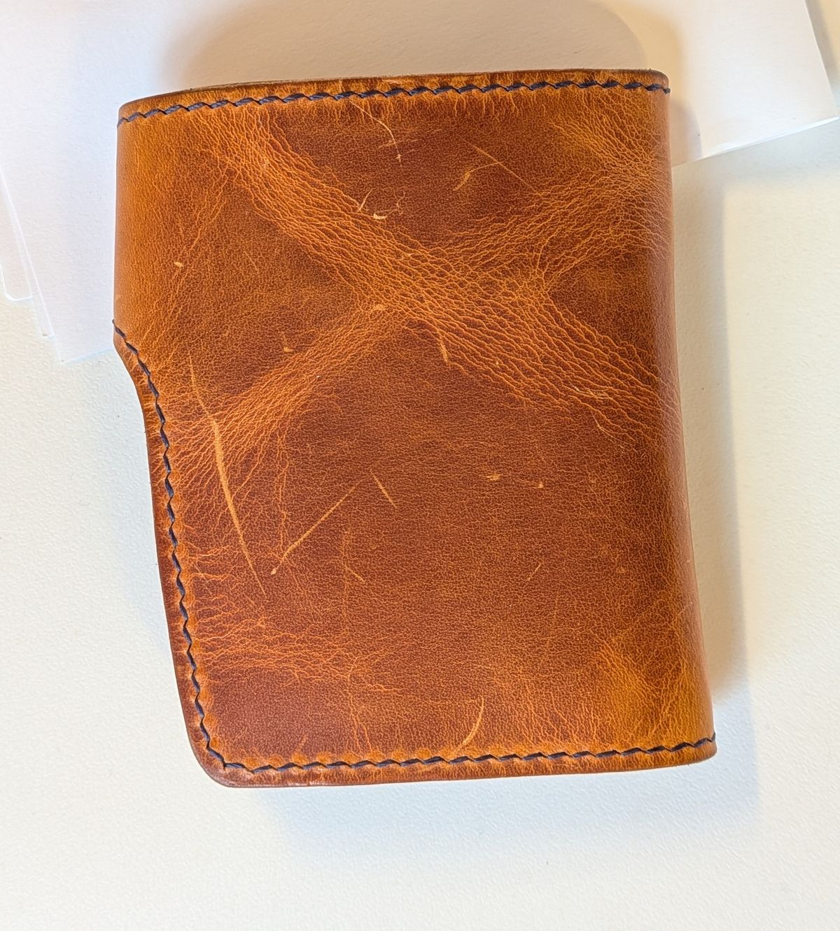 Photo by rabton on November 5, 2025 of the Ambar Snap Wallet in Conceria Walpier Navy Buttero & Badalassi Carlo Natural Waxy & Horween Armagnac Shell Cordovan.