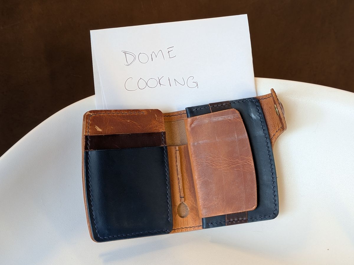Photo by rabton on November 5, 2025 of the Ambar Snap Wallet in Conceria Walpier Navy Buttero & Badalassi Carlo Natural Waxy & Horween Armagnac Shell Cordovan.