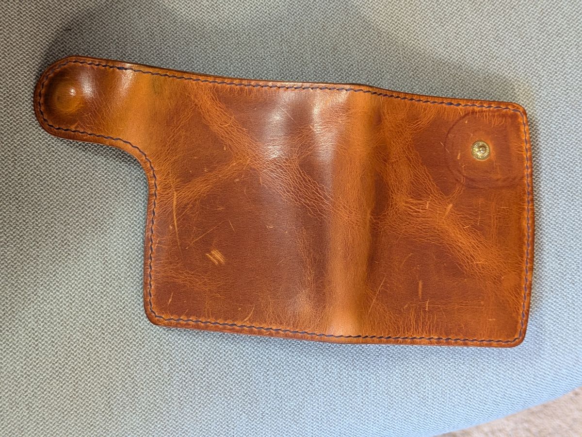 Photo by rabton on December 1, 2025 of the Ambar Snap Wallet in Conceria Walpier Navy Buttero & Badalassi Carlo Natural Waxy & Horween Armagnac Shell Cordovan.