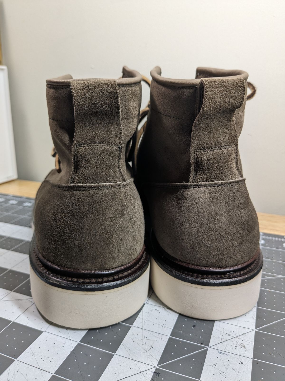 Photo by rabton on October 5, 2023 of the Viberg Scout Boot in C.F. Stead Fog Janus Calf Suede.