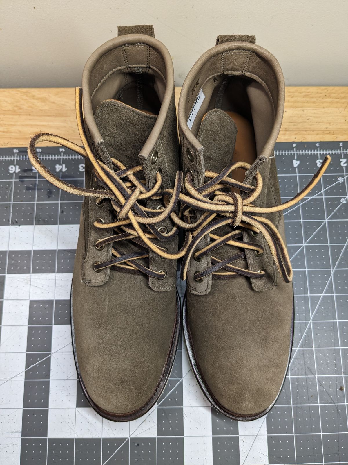 Photo by rabton on October 5, 2023 of the Viberg Scout Boot in C.F. Stead Fog Janus Calf Suede.