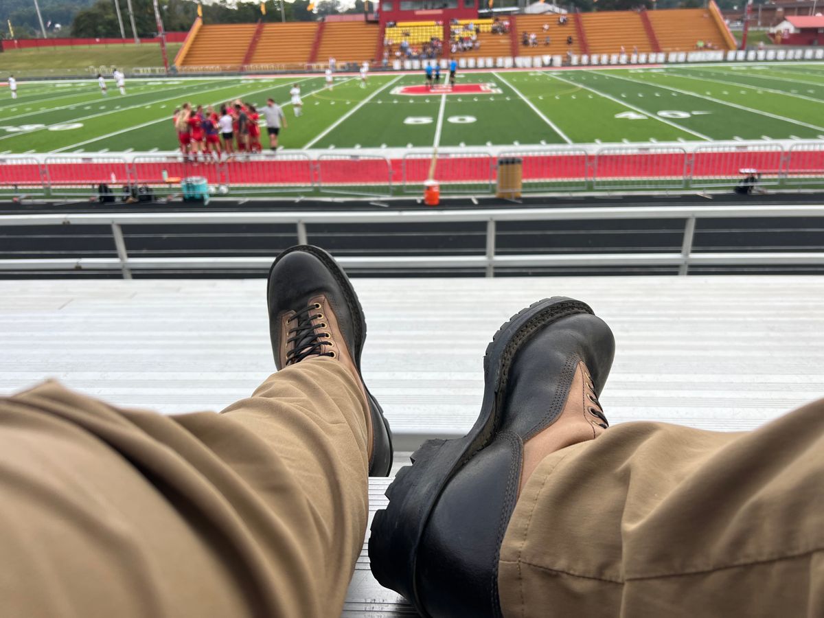 Photo by cajunpsycho on October 5, 2023 of the White's x Division Road LTT Logger 375 in Horween Black Waxed Flesh.