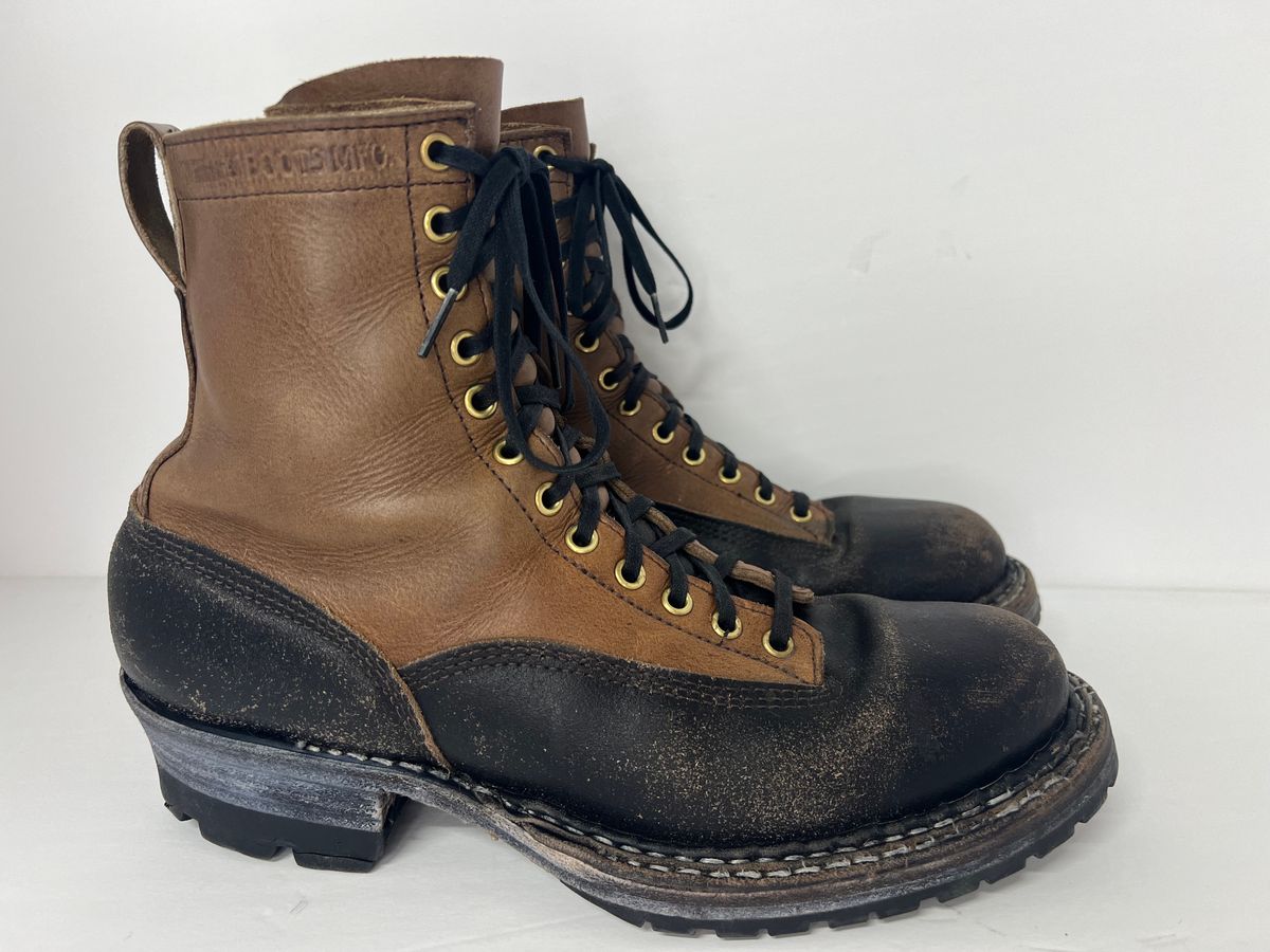 Photo by cajunpsycho on December 2, 2023 of the White's x Division Road LTT Logger 375 in Horween Black Waxed Flesh.