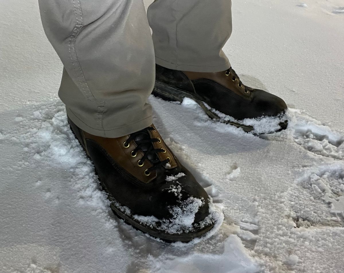 Photo by cajunpsycho on January 3, 2024 of the White's x Division Road LTT Logger 375 in Horween Black Waxed Flesh.