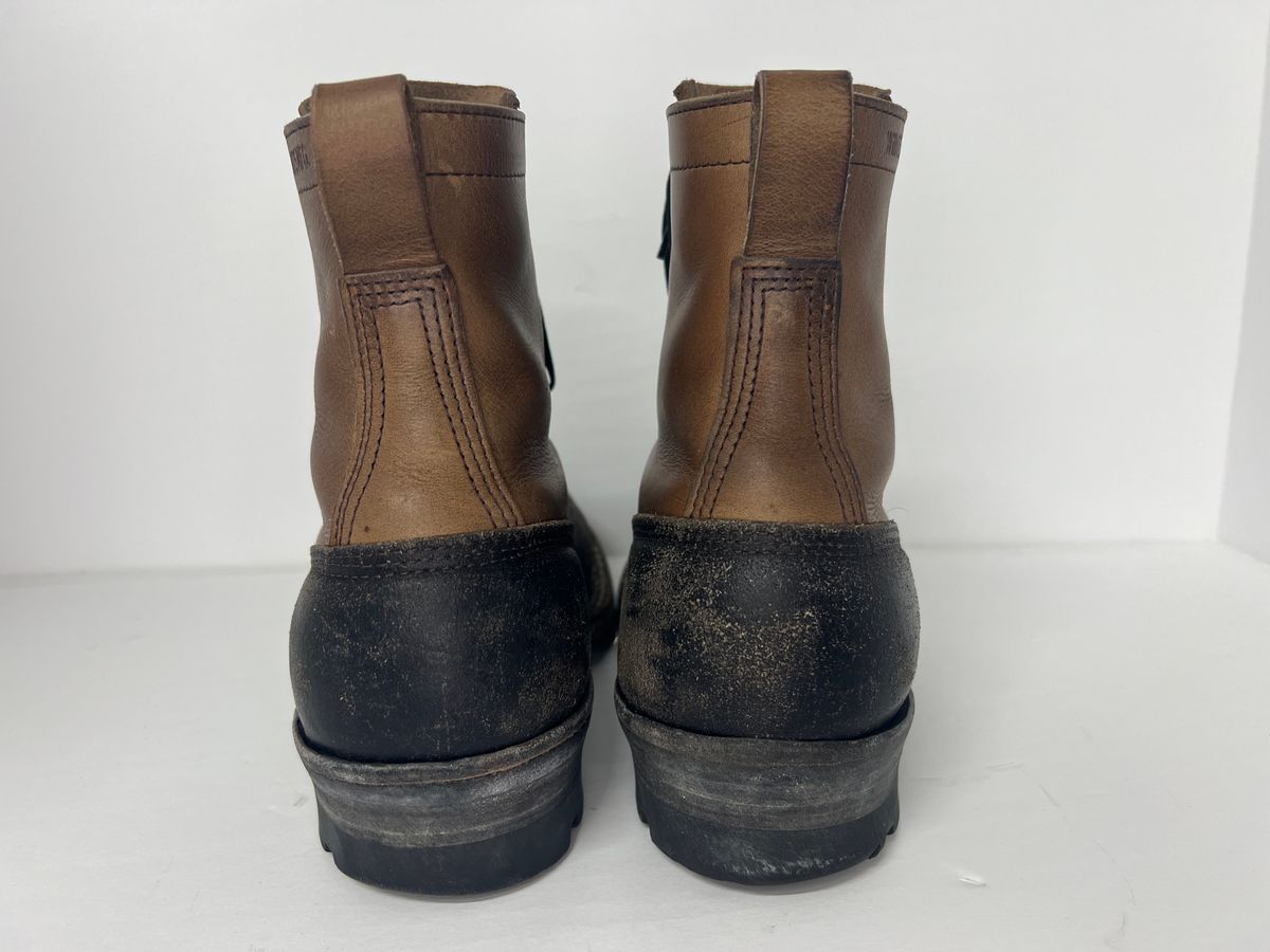Photo by cajunpsycho on January 3, 2024 of the White's x Division Road LTT Logger 375 in Horween Black Waxed Flesh.