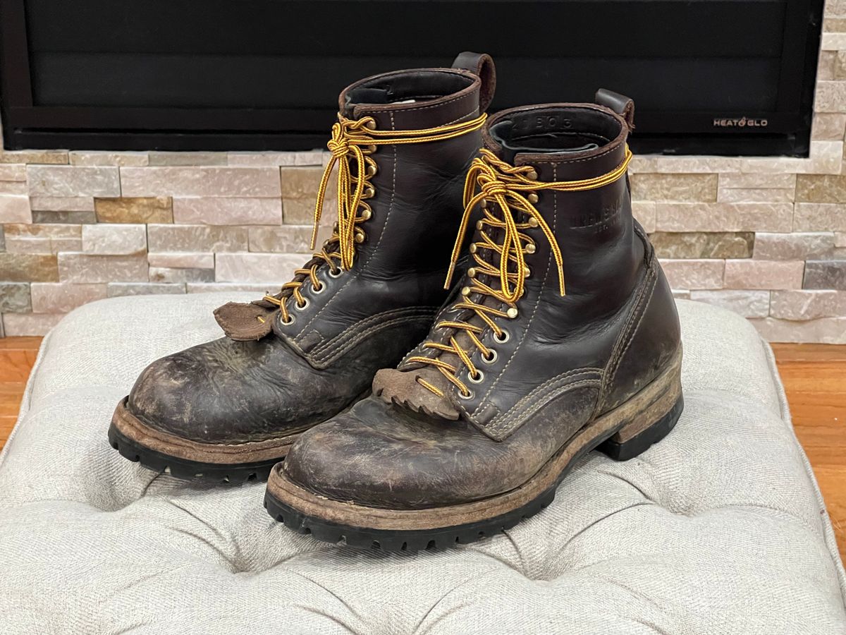 Photo by cajunpsycho on August 12, 2023 of the Drew's Boots 8-Inch Logger in Brown Smooth.