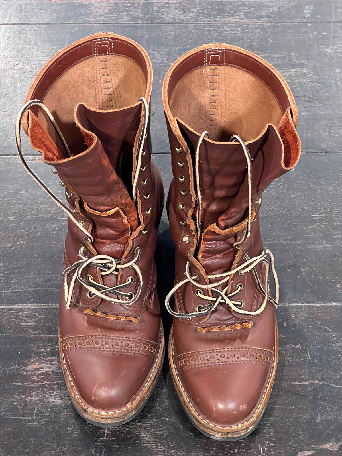 Photo by mattermanla on February 5, 2024 of the White's Packer Pointed Toe in Seidel Red Dog Oil Tan.