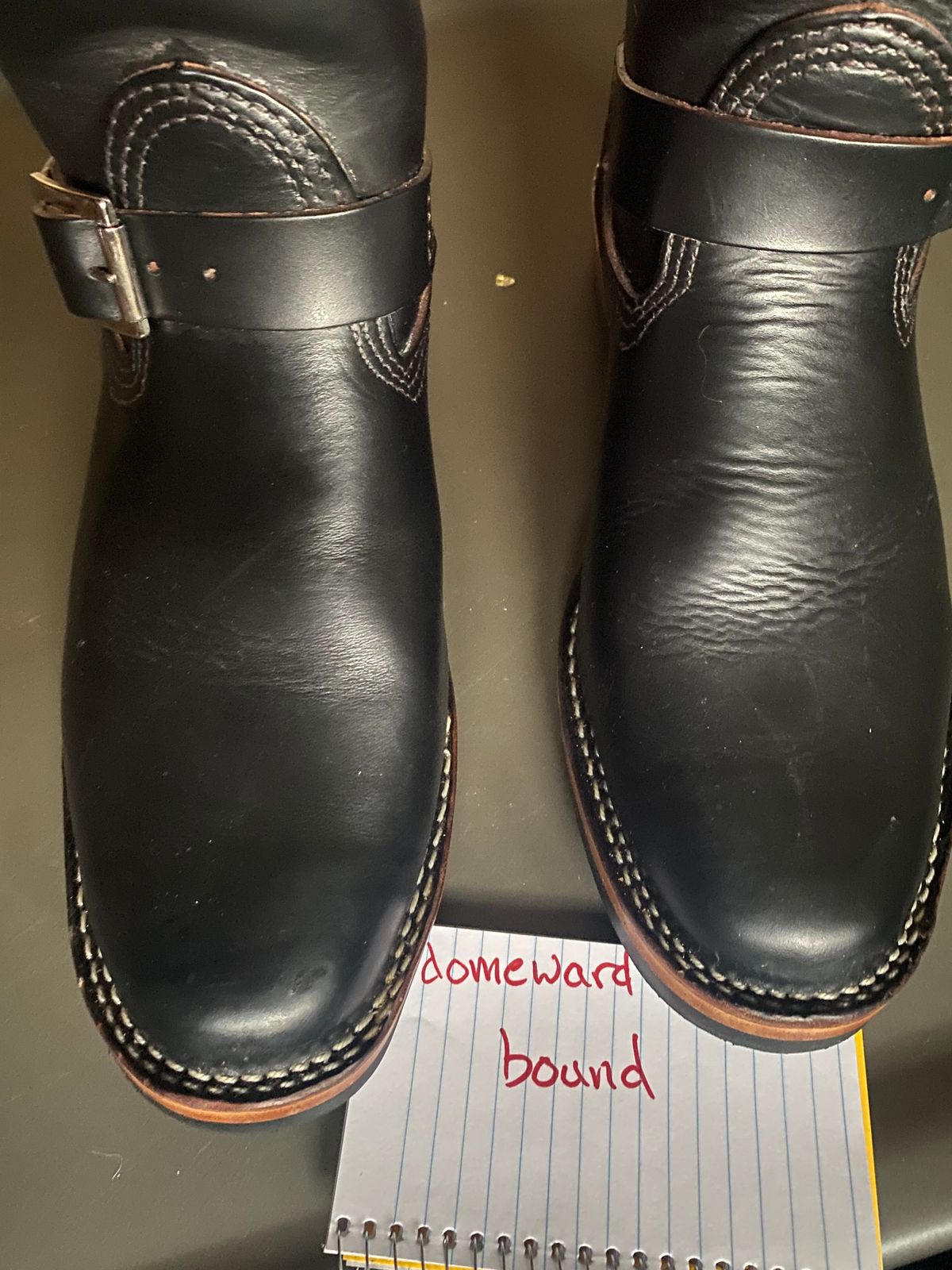 Photo by Finnian on October 2, 2023 of the Wesco Mister Lou in Horween Black Chromexcel Horsehide.