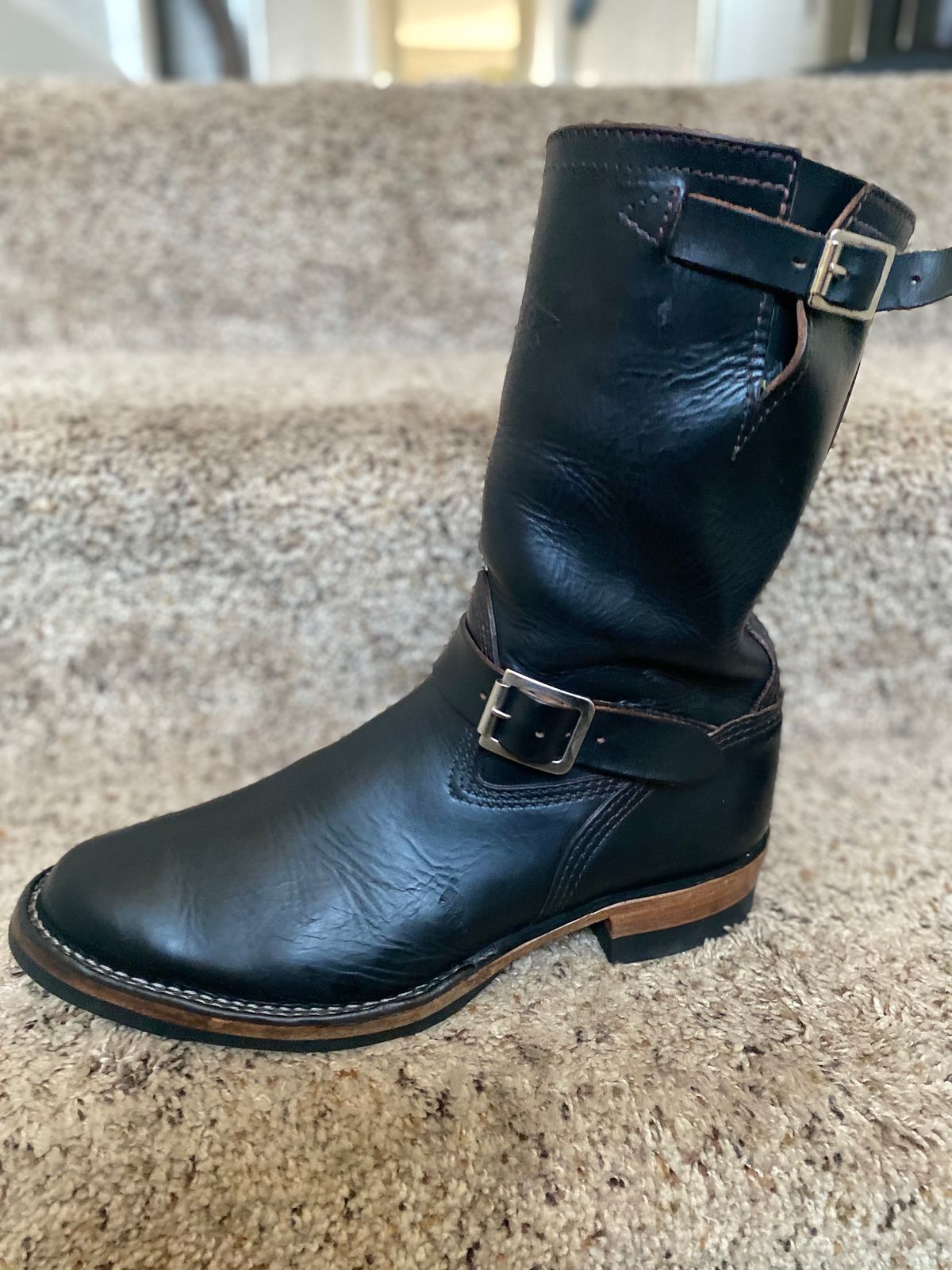 Photo by Finnian on February 1, 2024 of the Wesco Mister Lou in Horween Black Chromexcel Horsehide.