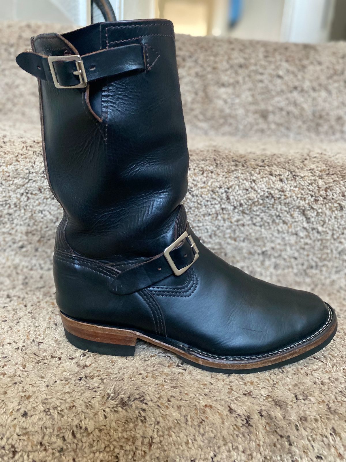 Photo by Finnian on February 1, 2024 of the Wesco Mister Lou in Horween Black Chromexcel Horsehide.