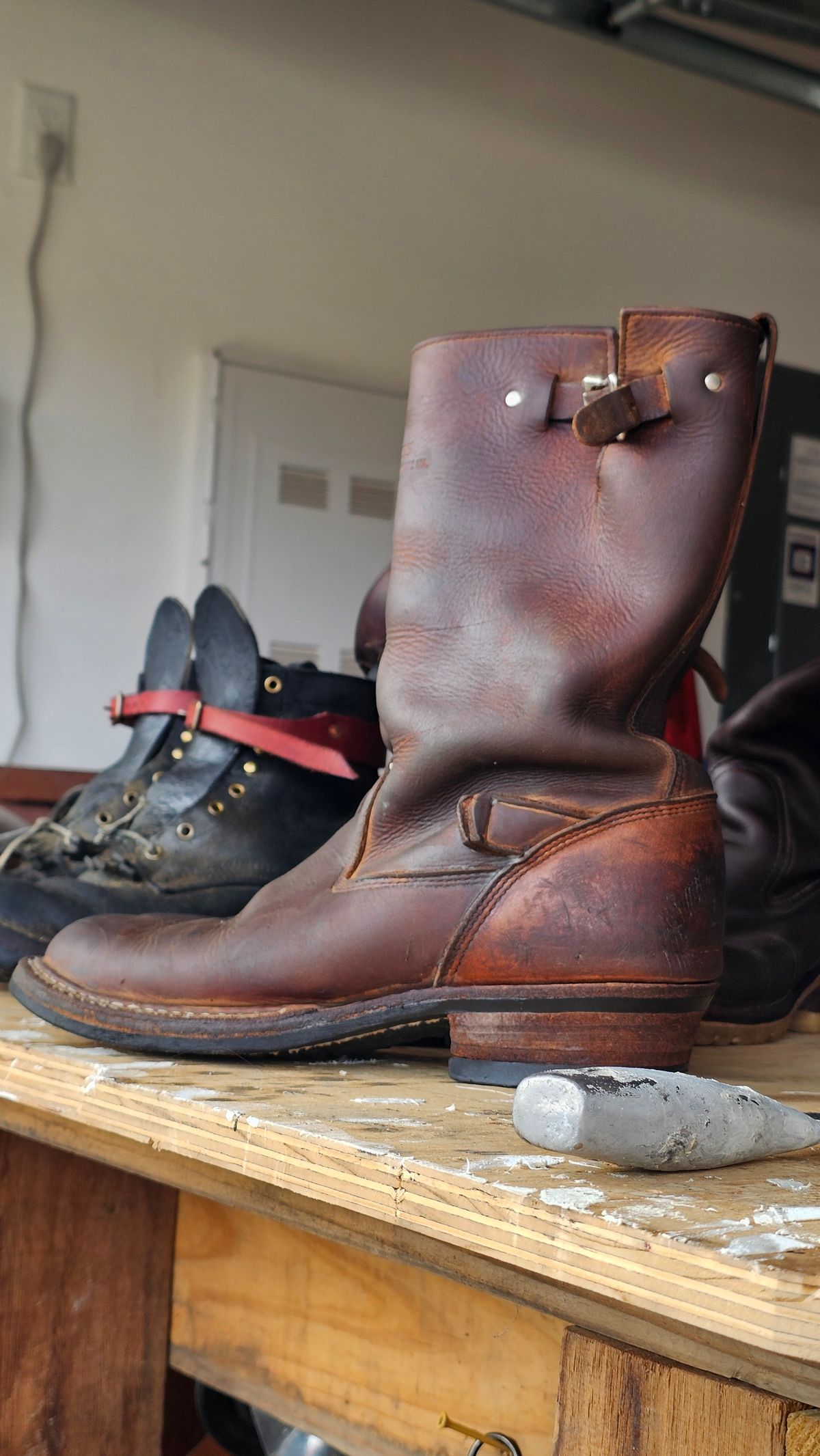 Photo by arriaga214 on November 16, 2025 of the White's Nomad Engineer Boots in Brown Distress.