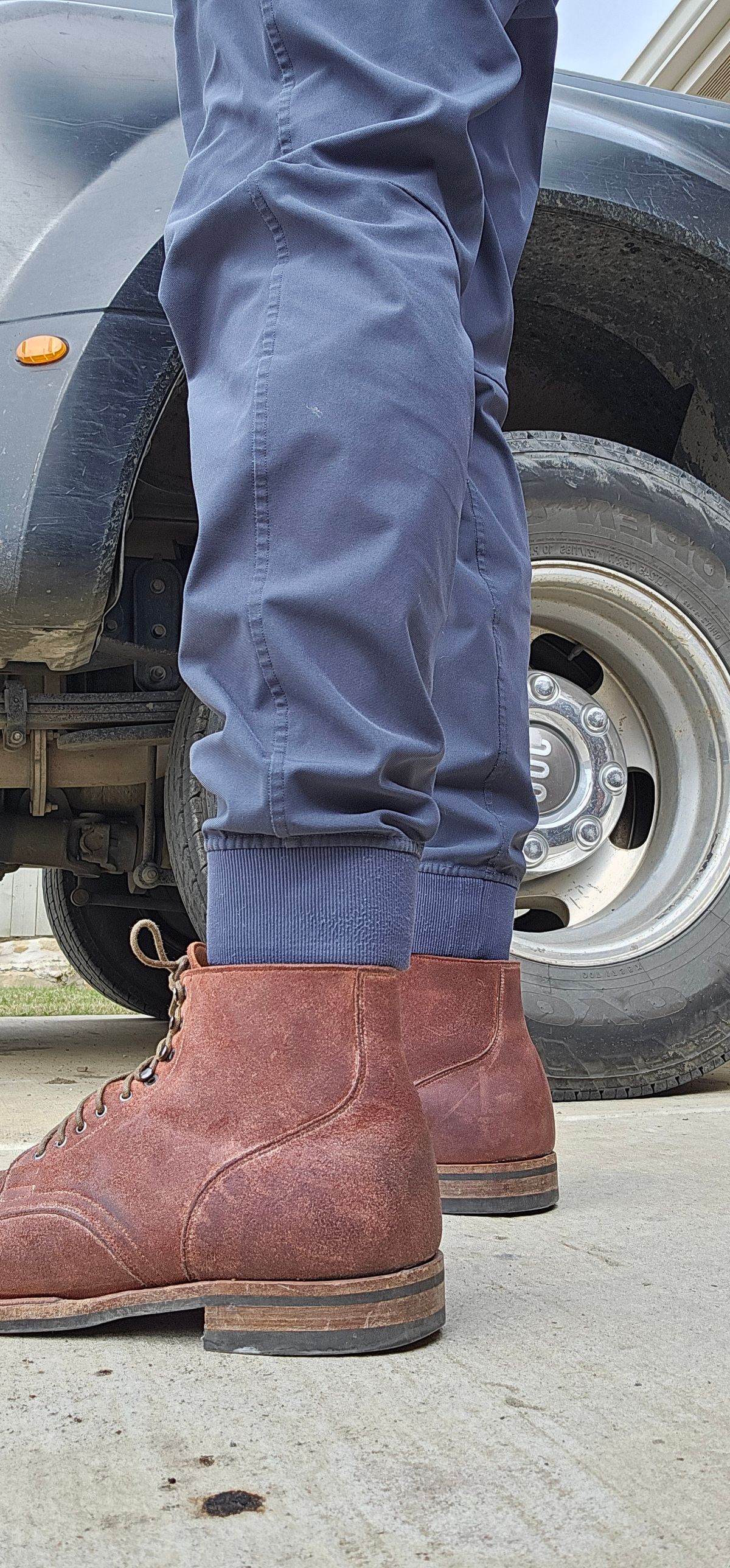 Photo by arriaga214 on November 30, 2025 of the Viberg Service Boot in C.F. Stead Milkshake Calf Suede.