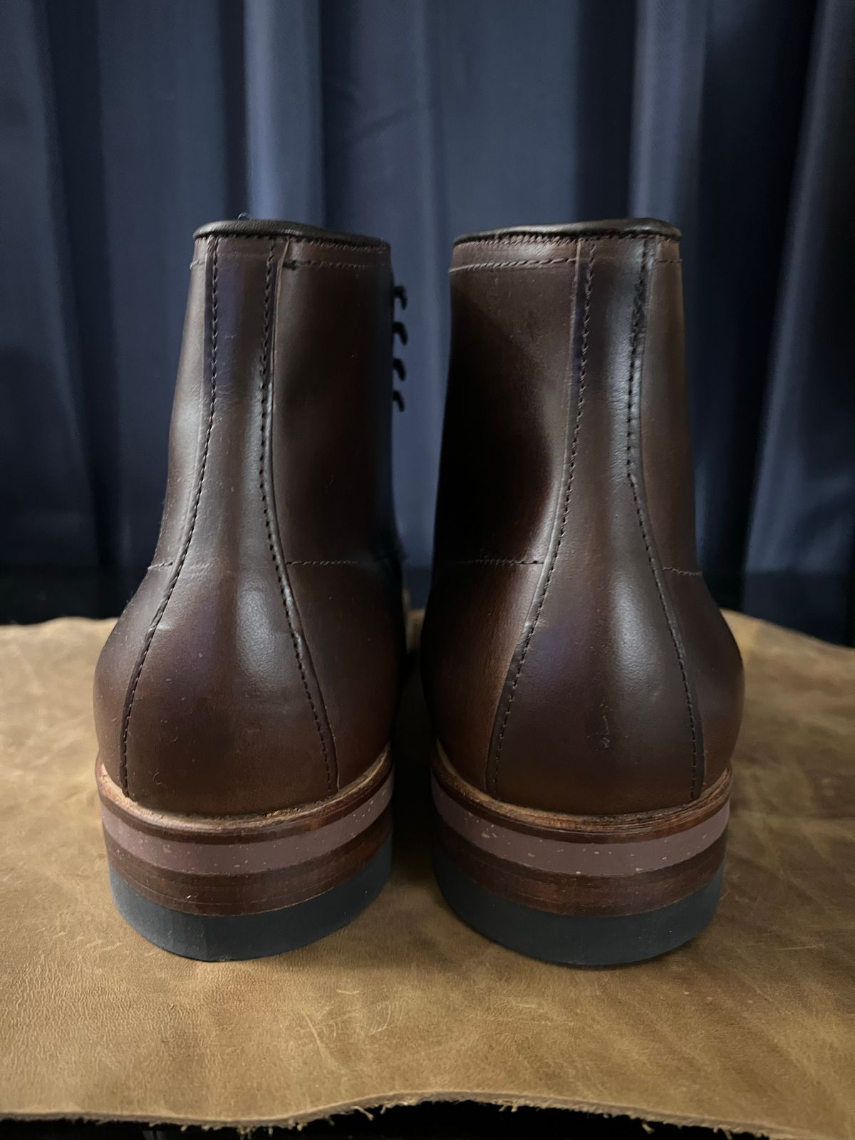 Photo by wabi_sabione on October 6, 2022 of the Alden Indy Boot in Horween Brown Chromexcel.