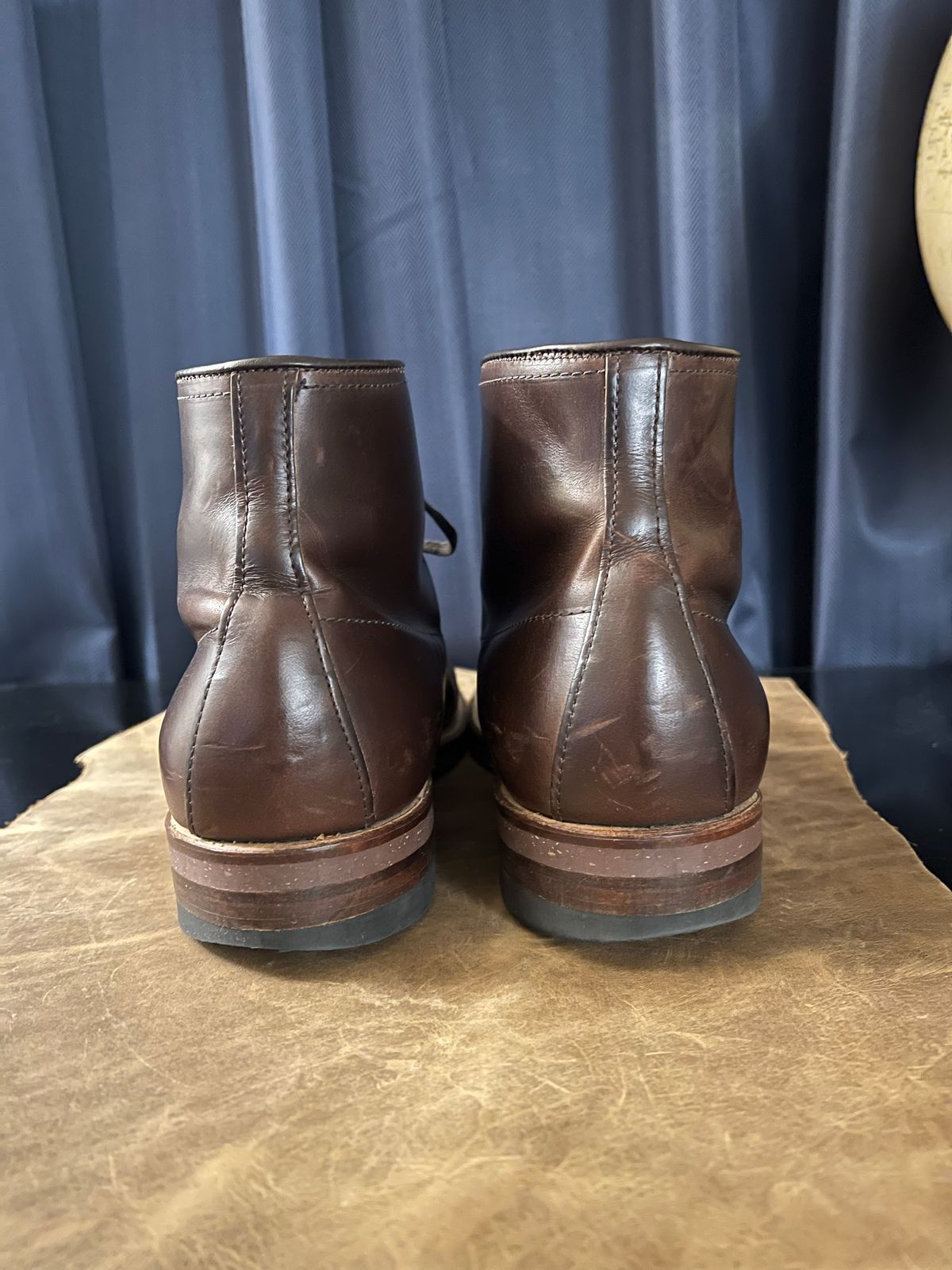 Photo by wabi_sabione on November 5, 2022 of the Alden Indy Boot in Horween Brown Chromexcel.