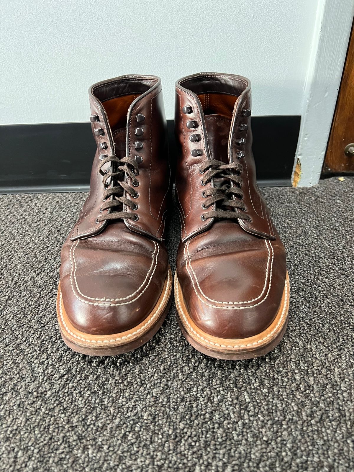 Photo by wabi_sabione on December 6, 2022 of the Alden Indy Boot in Horween Brown Chromexcel.