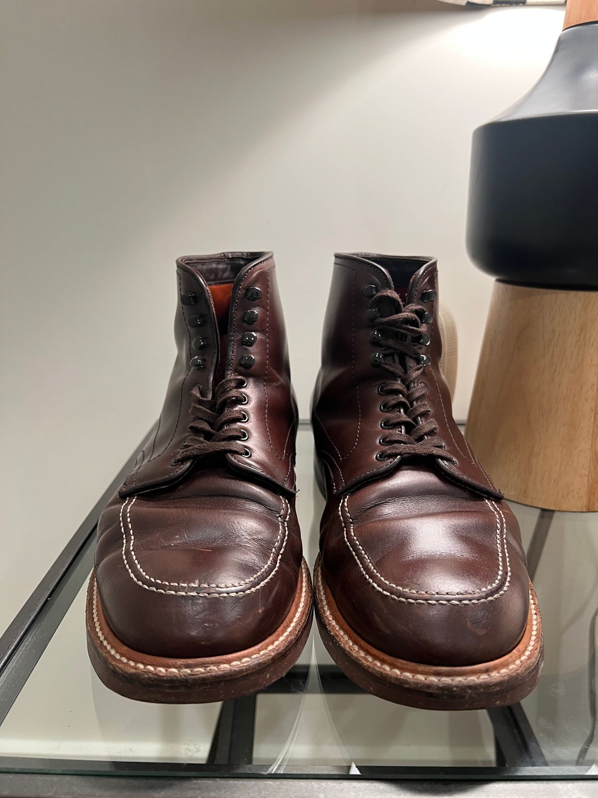 Photo by wabi_sabione on February 6, 2023 of the Alden Indy Boot in Horween Brown Chromexcel.