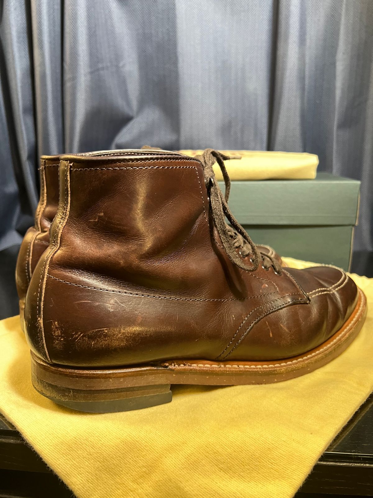 Photo by wabi_sabione on March 5, 2023 of the Alden Indy Boot in Horween Brown Chromexcel.